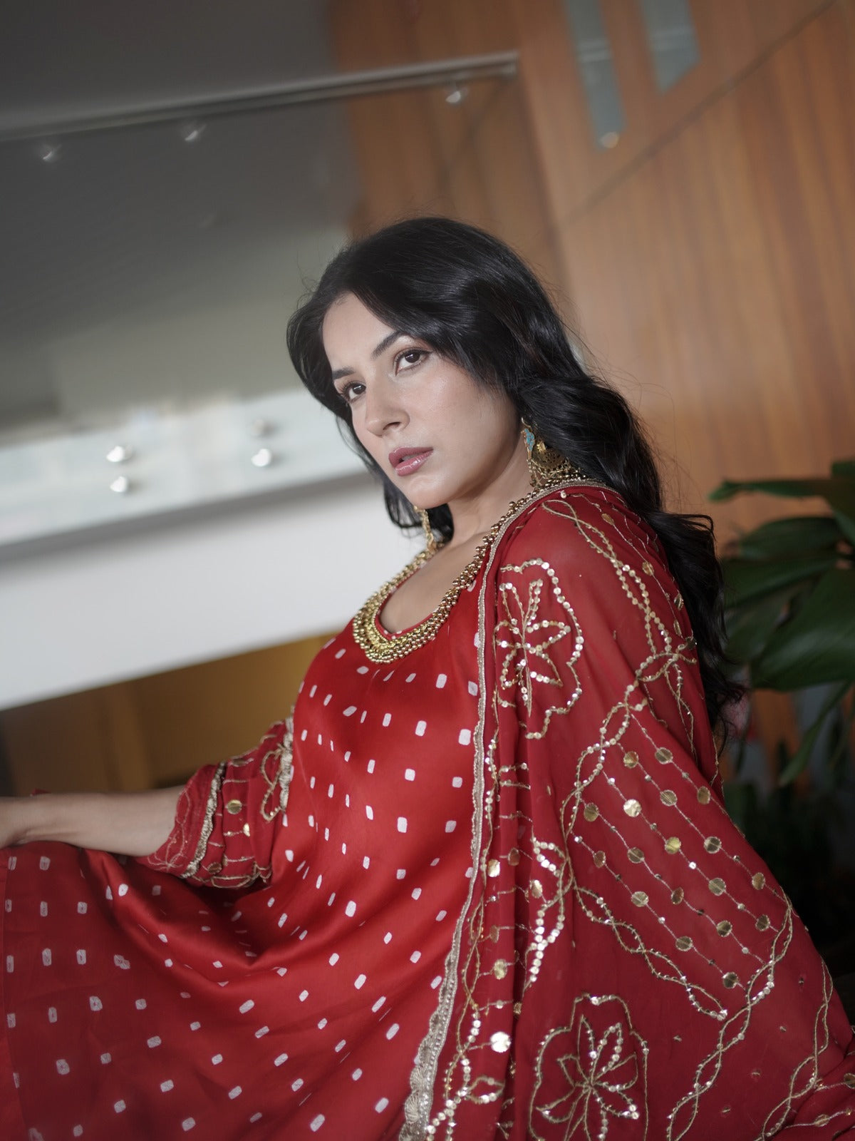 Neo Red Kurti Kurta Set