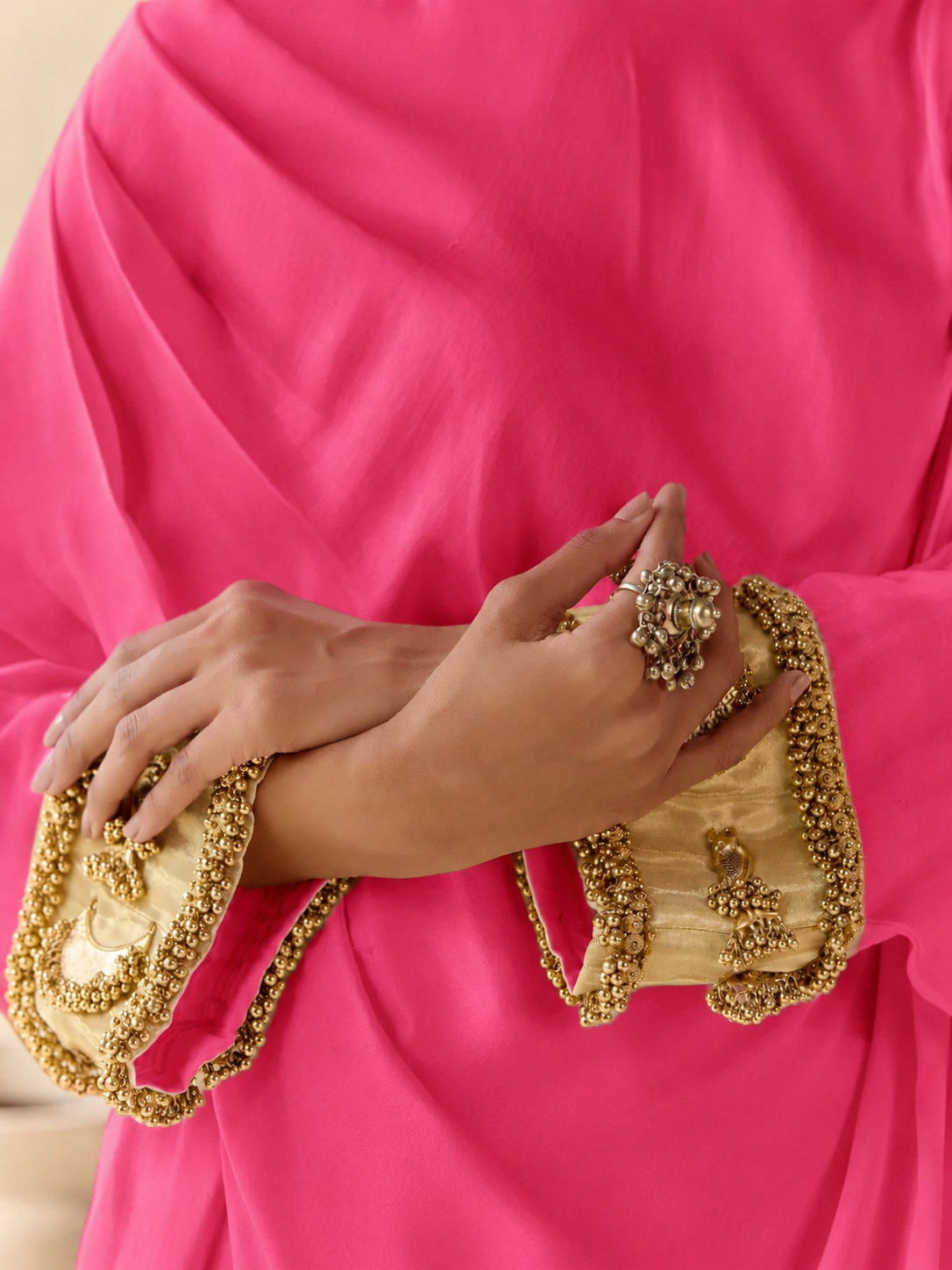 Noor Shwet Draped Set - Pink