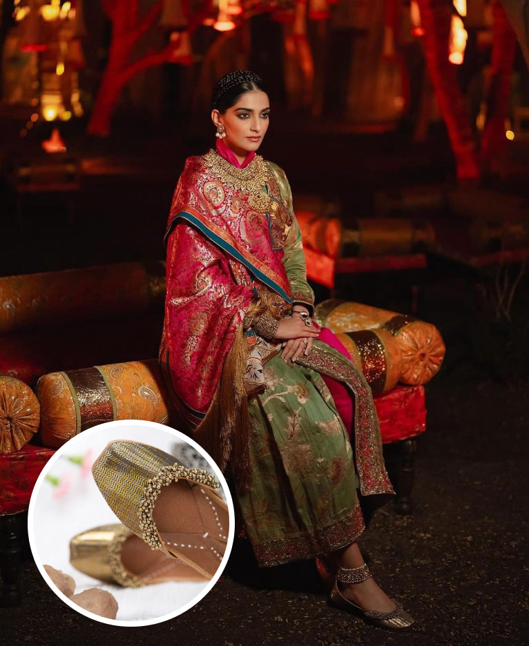 Gold Fever Jutti & Shalimar Gold Clutches