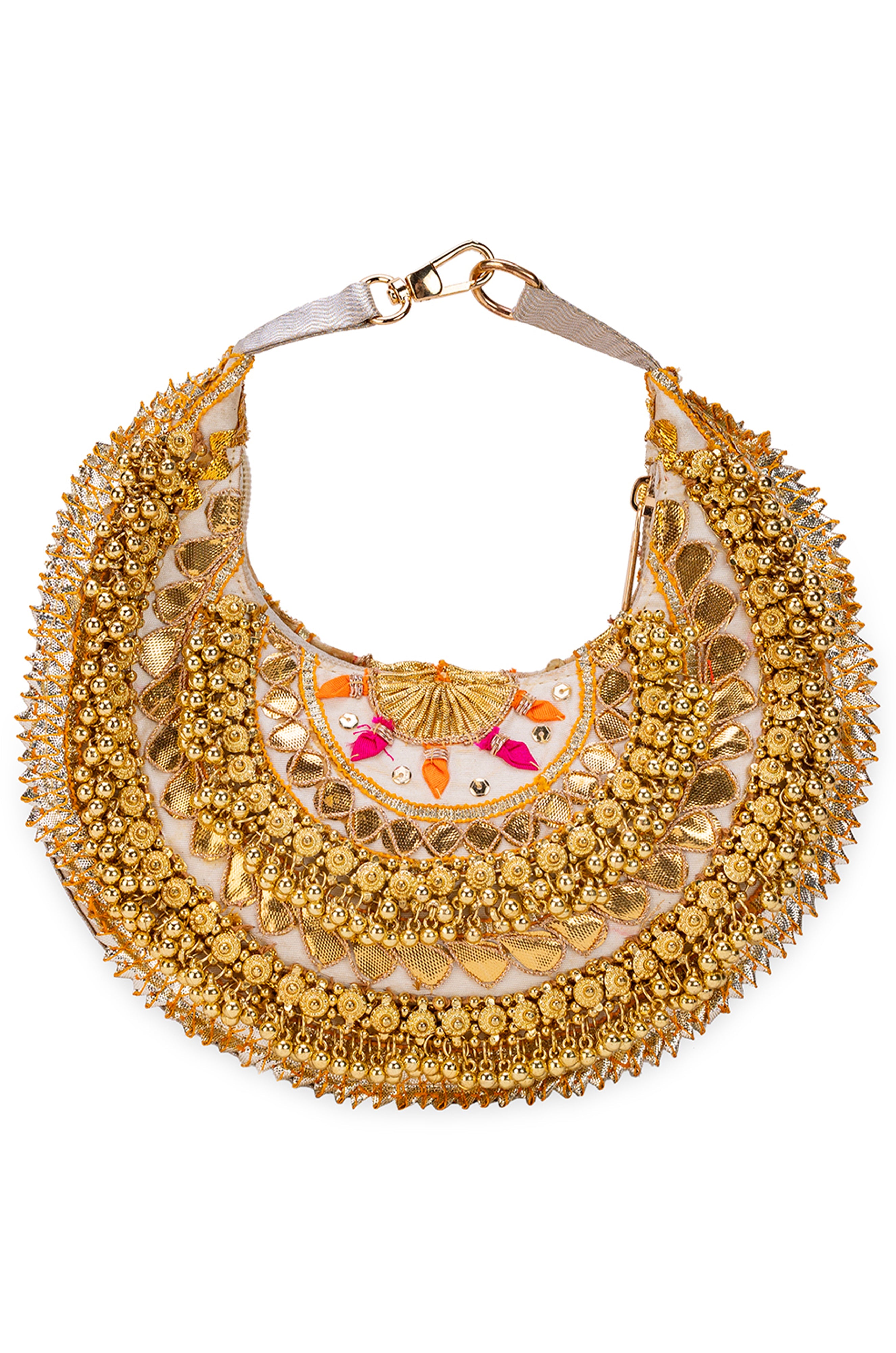 Shalimar Silver Clutches & Vamika White Potli