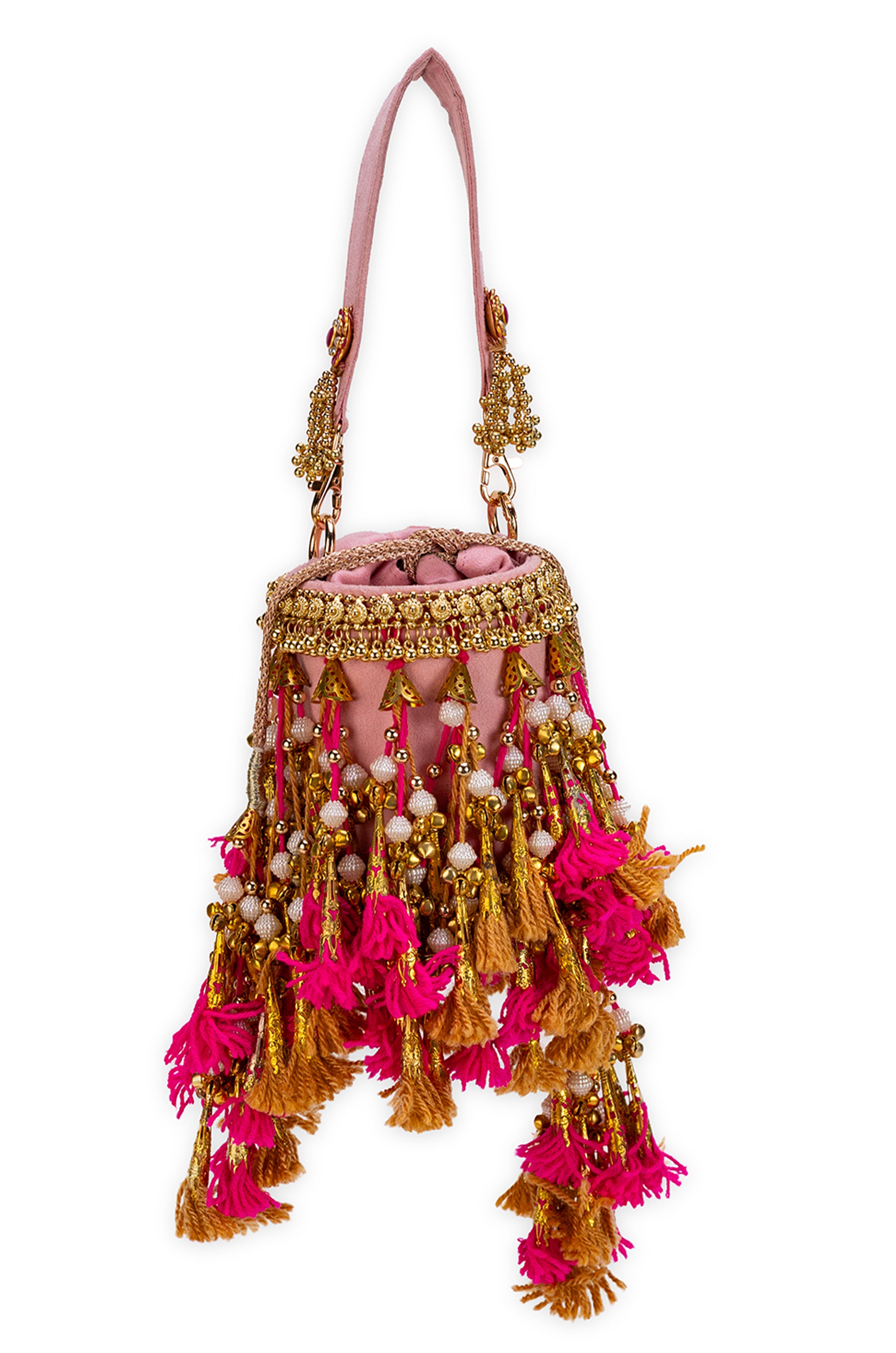 Metallic Gold Jutti & Vihana Pink Potli