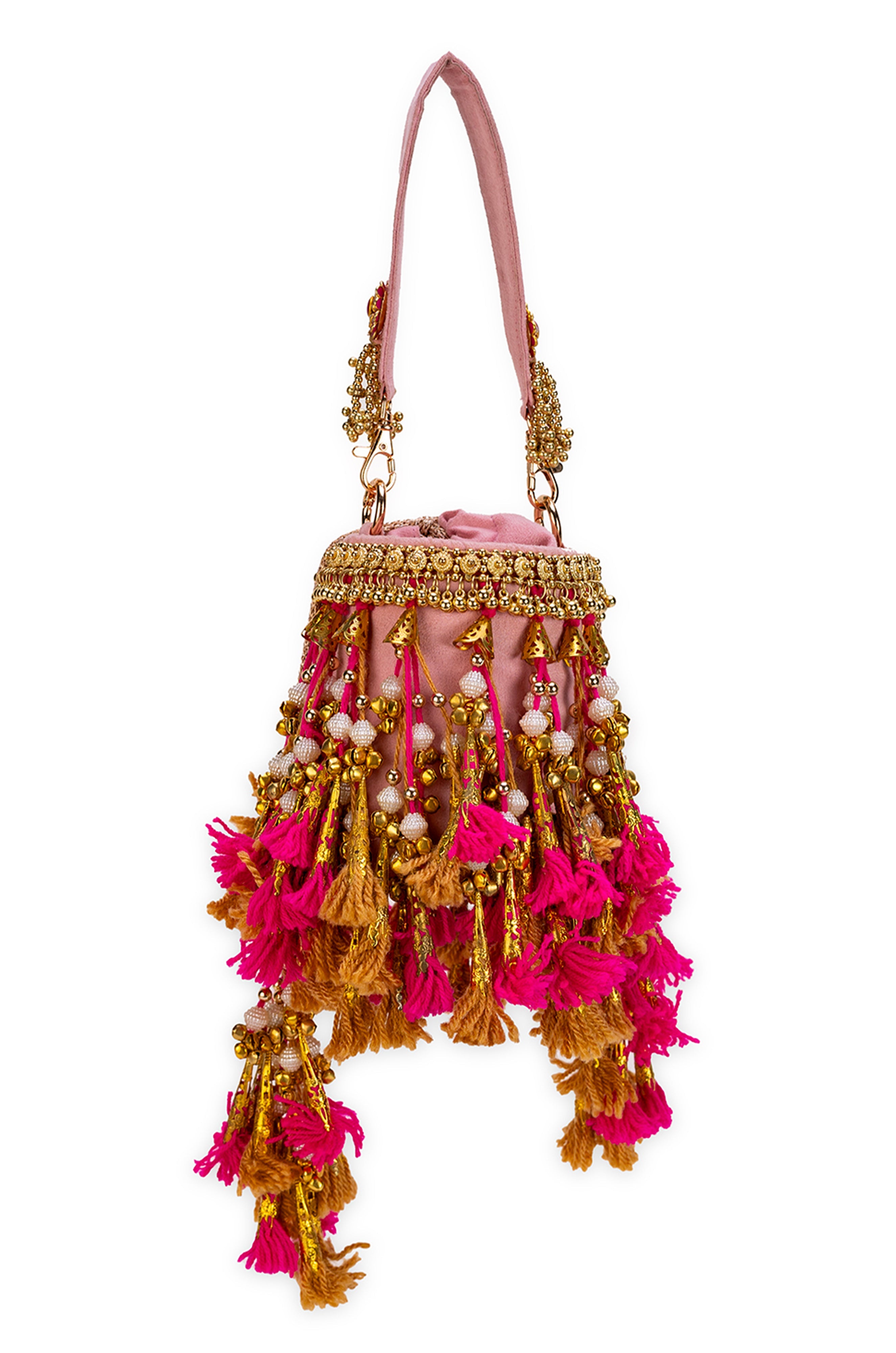 Metallic Gold Jutti & Vihana Pink Potli