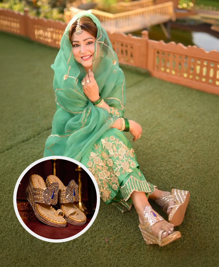Hina Khan in Gold Peacock (Wedges)