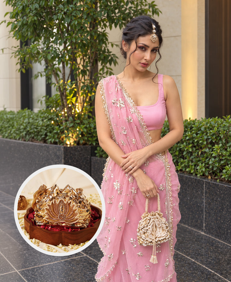 Mouni Roy in Gold Lotus (Potli)