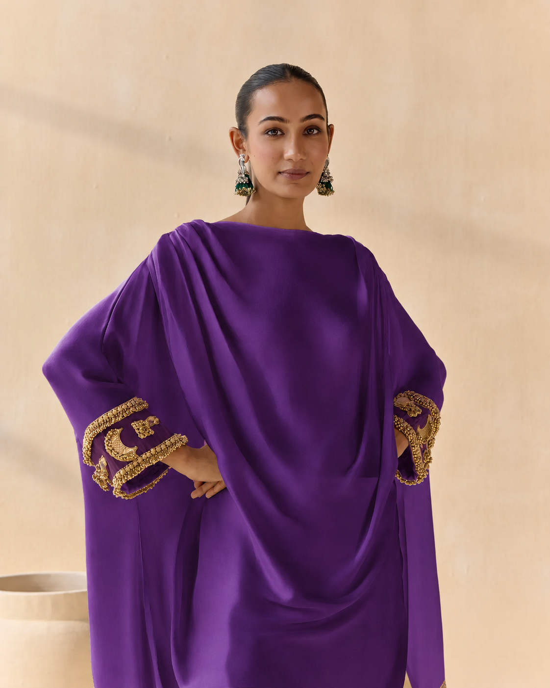 Noor Shwet Draped Set - Purple