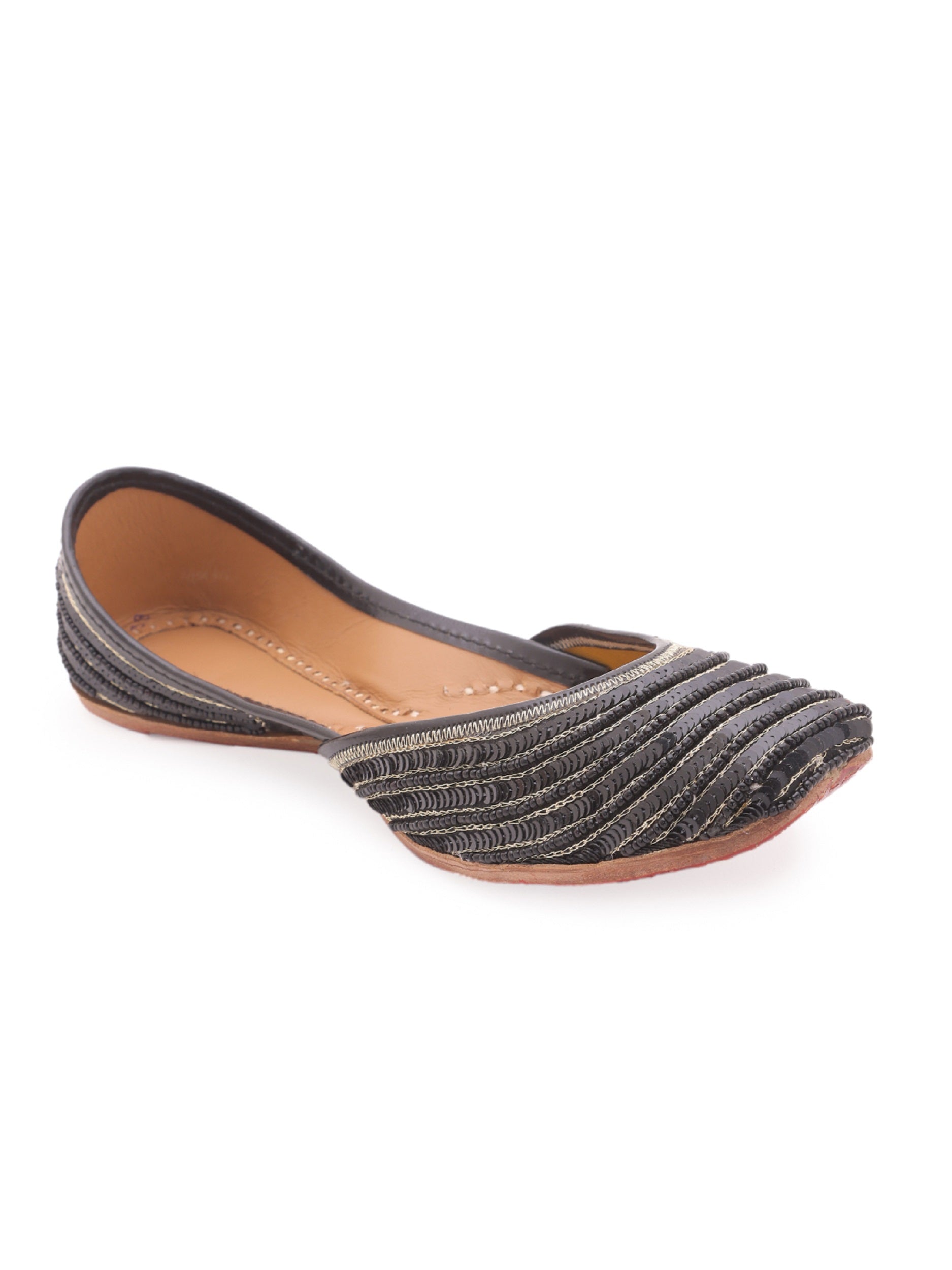 Black Polyester Sequin And Bead Embellished (jutti)5elements