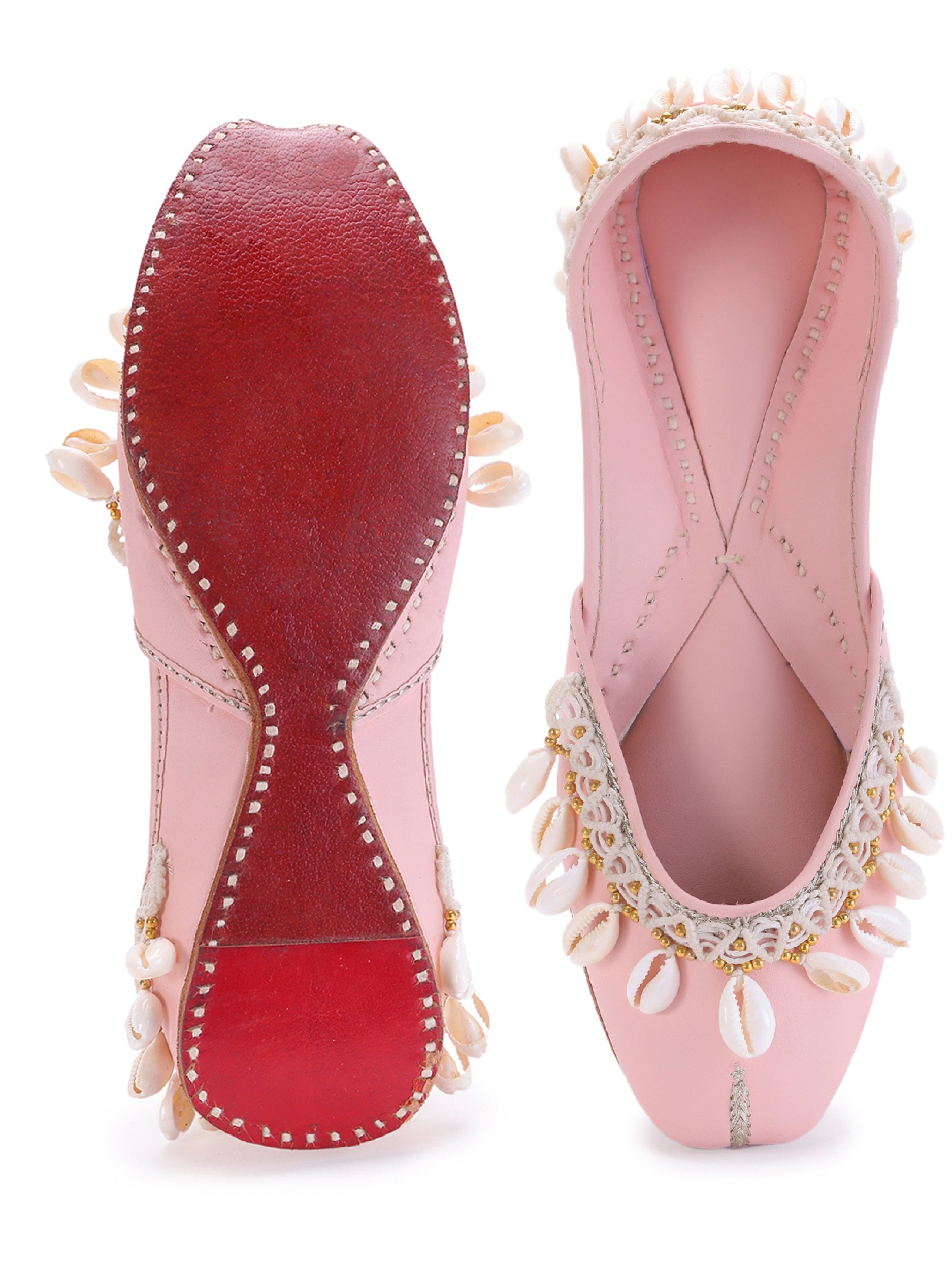 Pink Upper Sea Shell Tassel Embellished  (jutti) 5elements