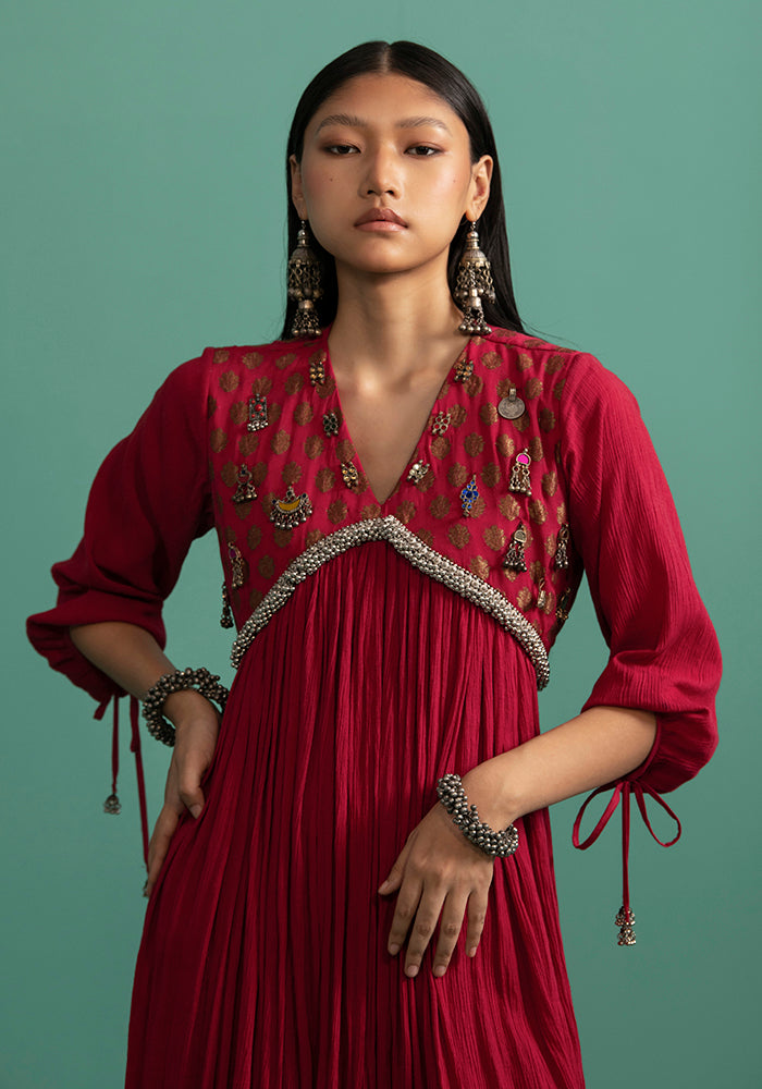 Aashvi - Red kurta Set - 5elements