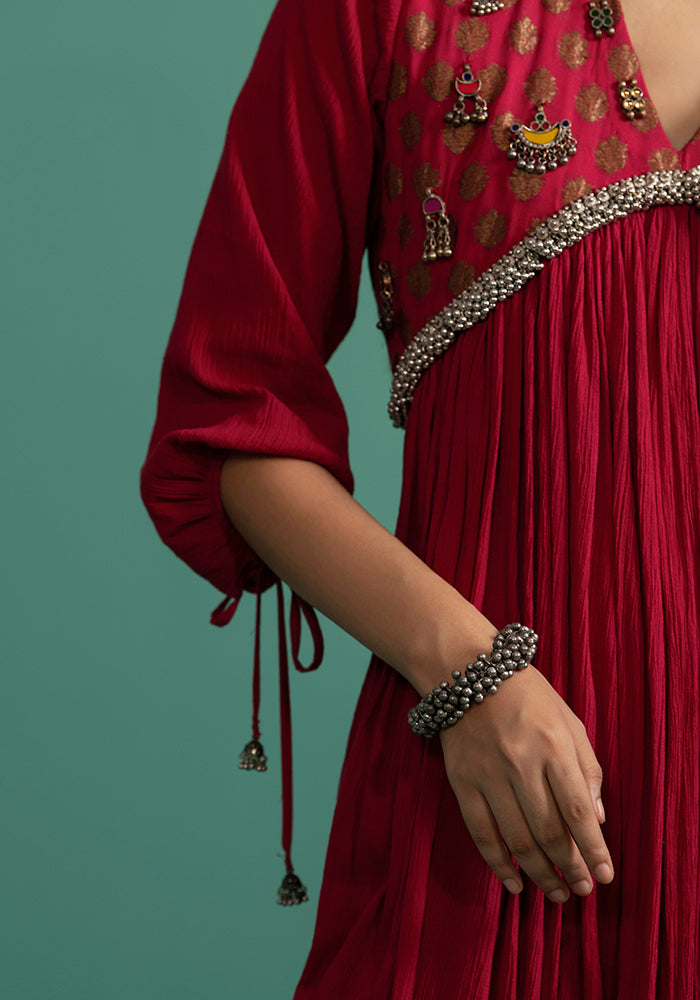 Aashvi - Red kurta Set - 5elements