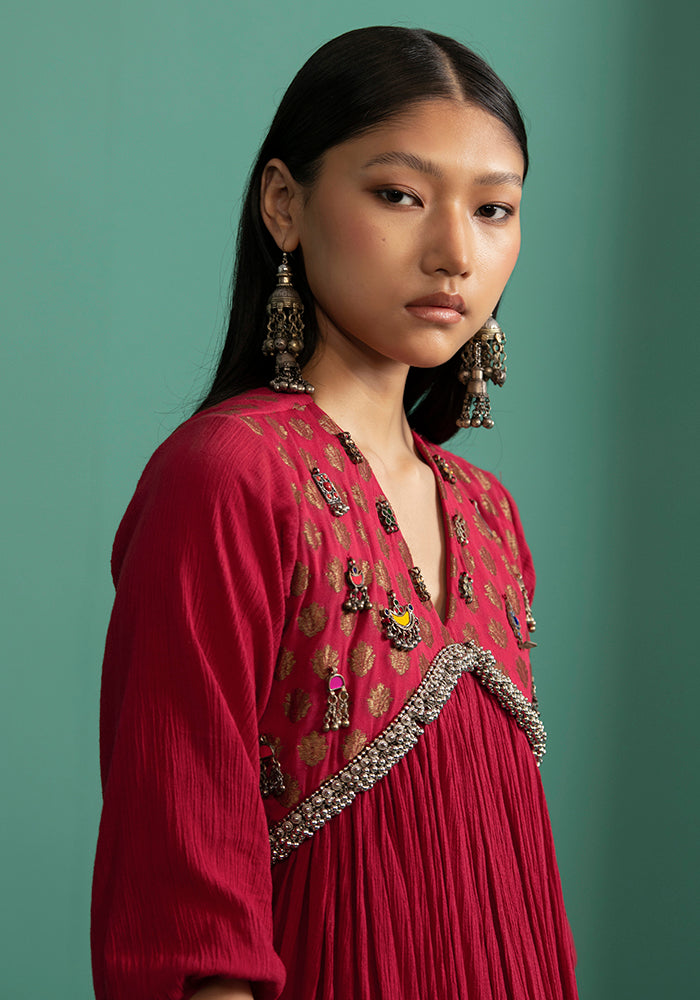 Aashvi - Red kurta Set - 5elements