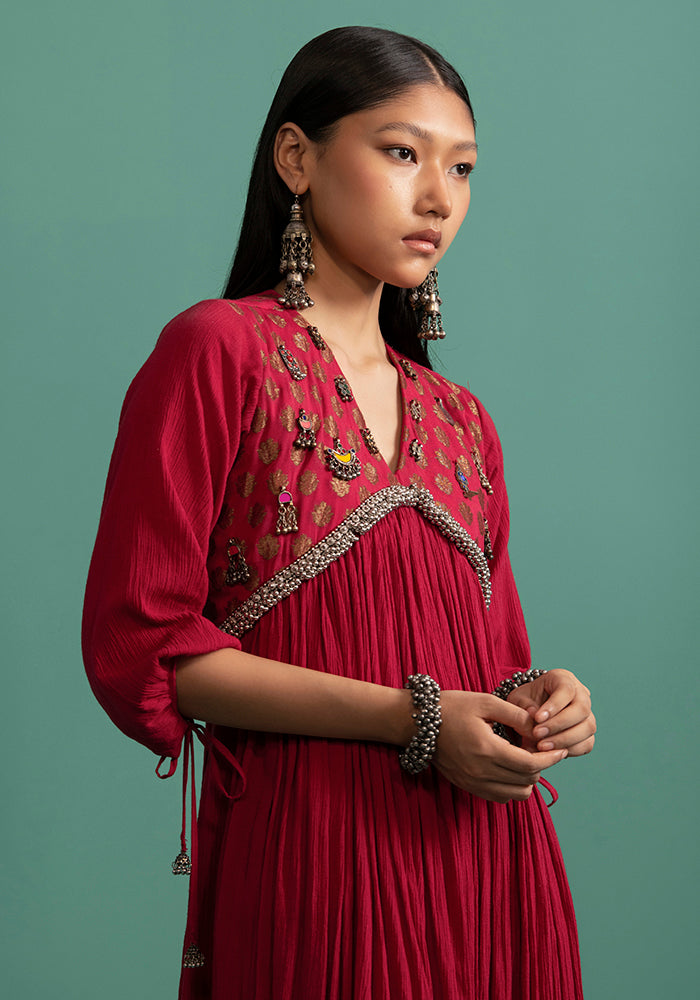 Aashvi - Red kurta Set - 5elements