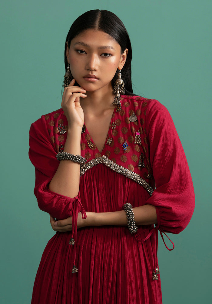 Aashvi - Red kurta Set - 5elements