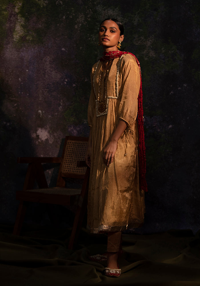 Rutvi - Gold kurta Set - 5elements