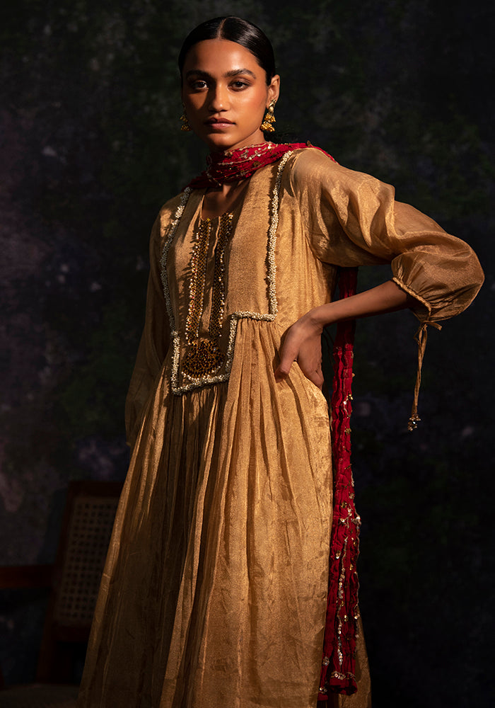 Rutvi - Gold kurta Set - 5elements