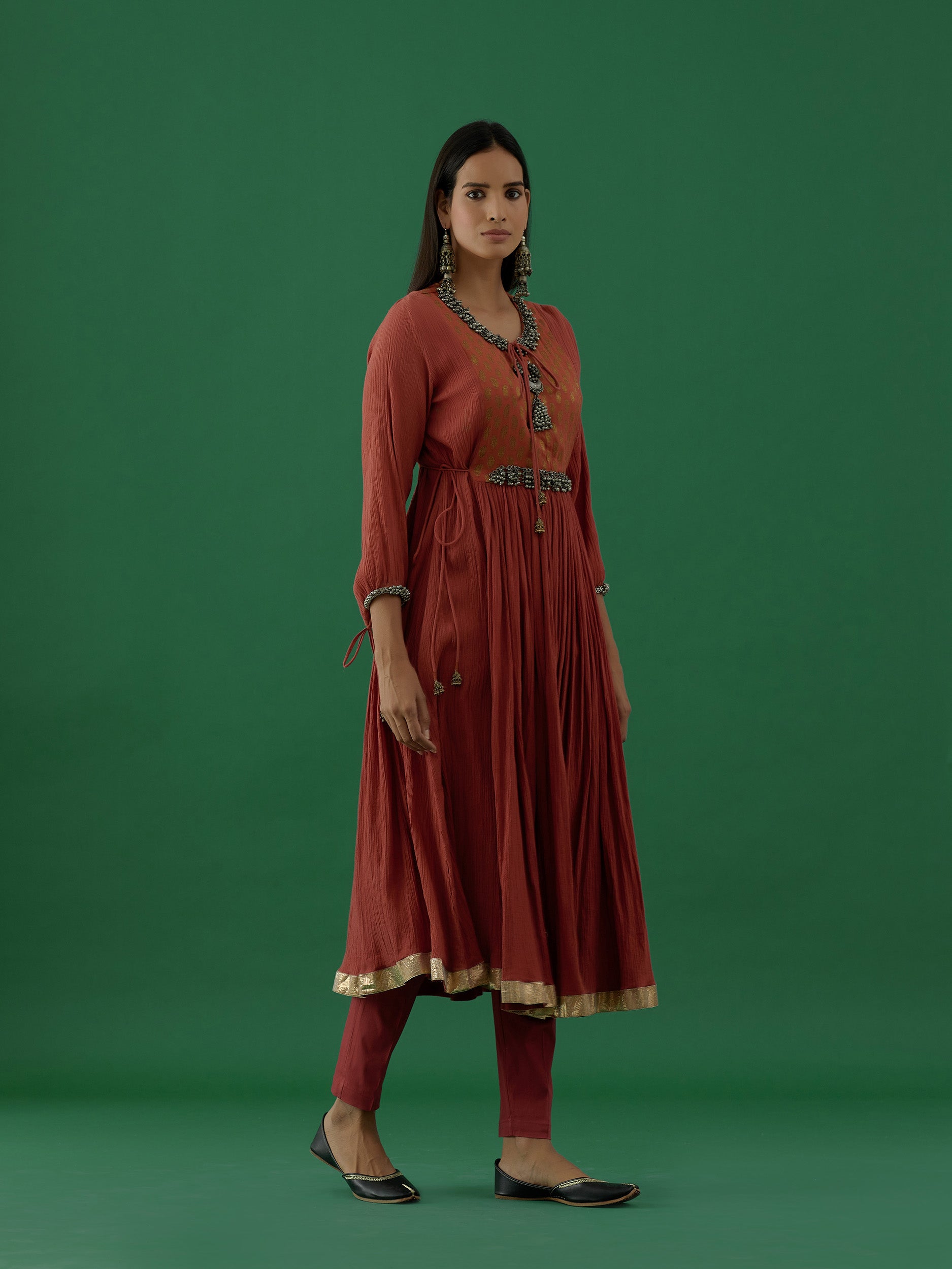 Adhira - Rust kurta Set - 5elements