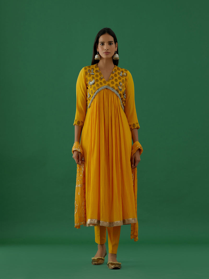 Aashvi - Yellow kurta Set - 5elements