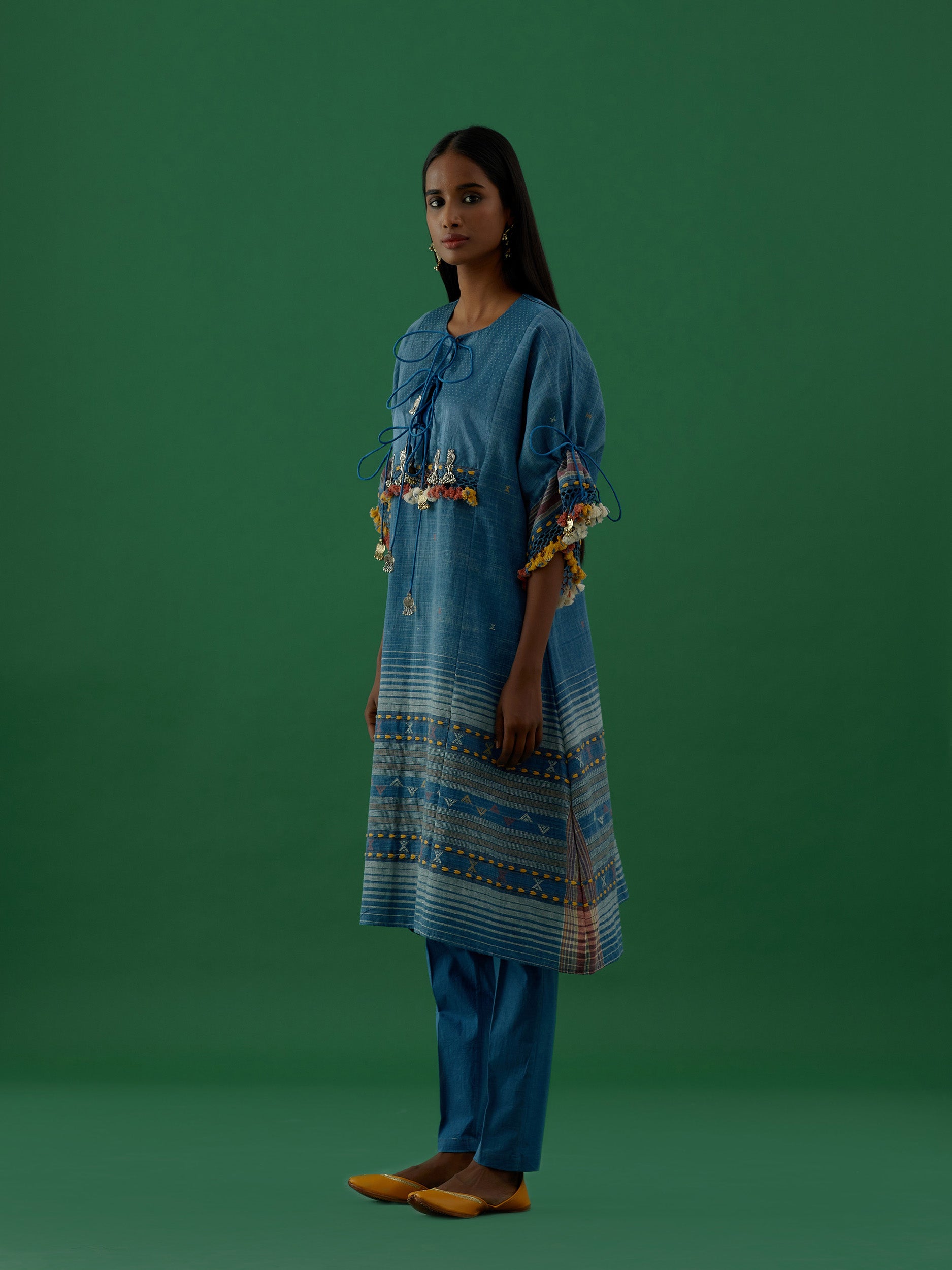 Ridika Blue Multi Tassels Tunic With Pant Sets - 5elements