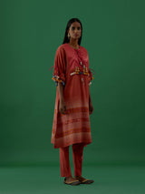 Ridika Red Multi Tassels Tunic With Pant Sets - 5elements