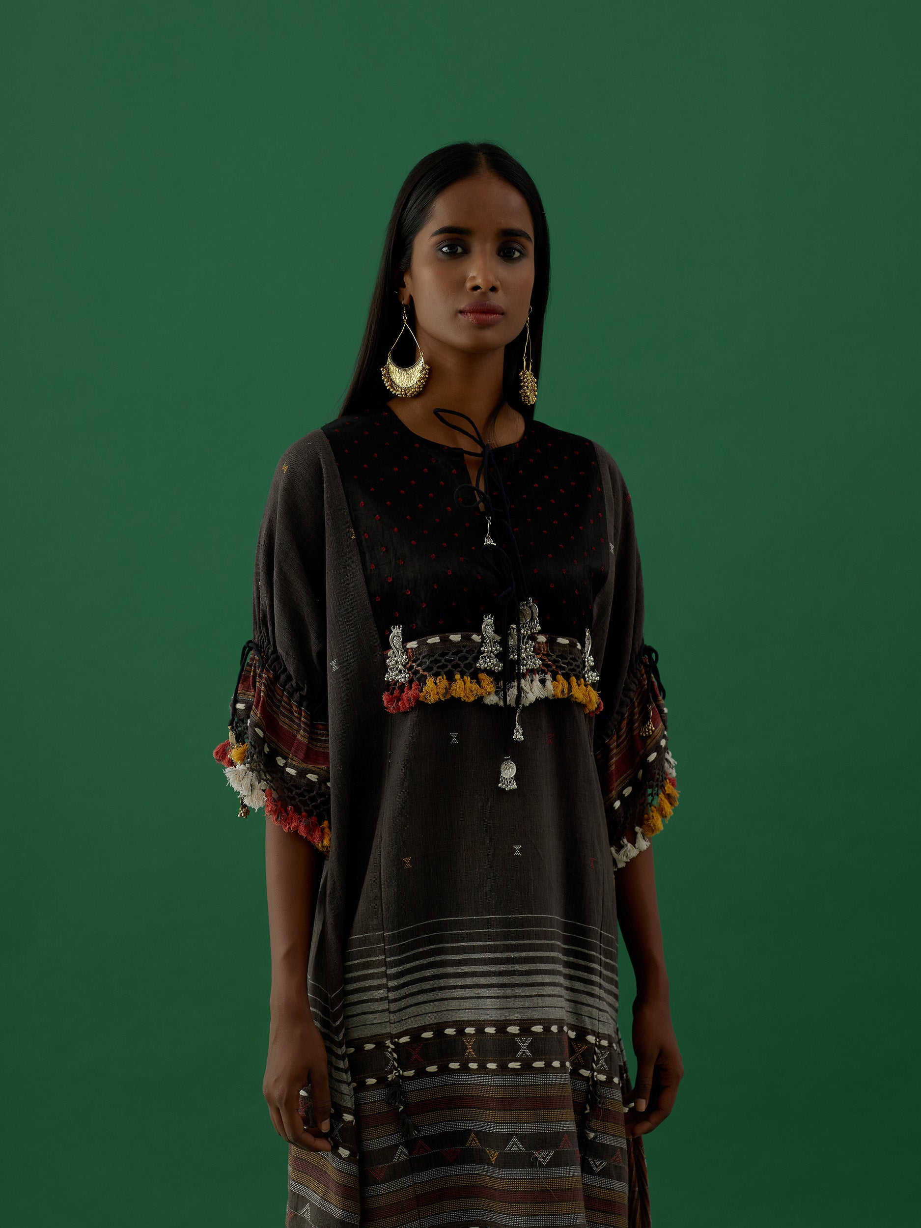 Ridika Black Multi Tassels Tunic With Pant Sets - 5elements