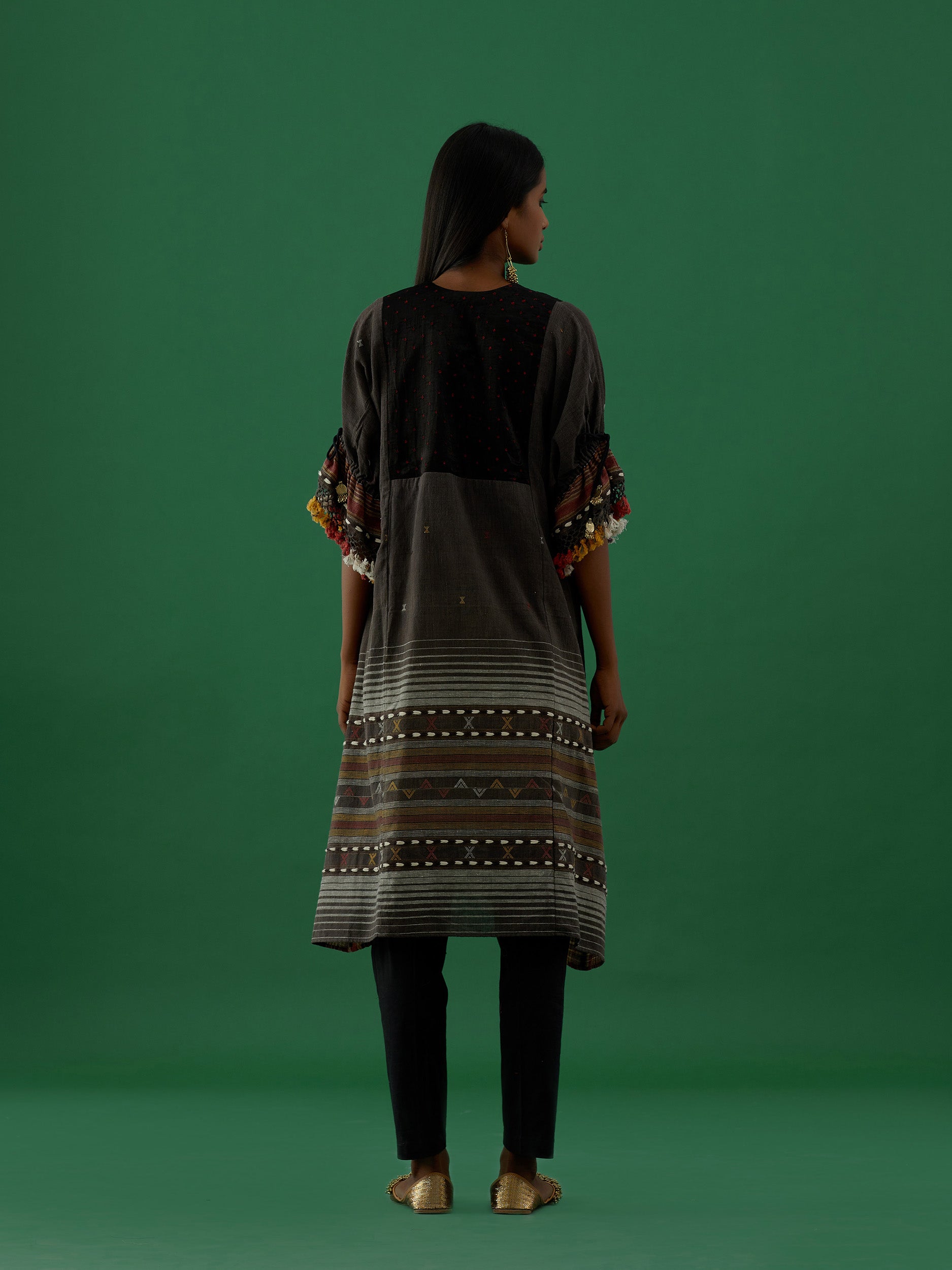 Ridika Black Multi Tassels Tunic With Pant Sets - 5elements