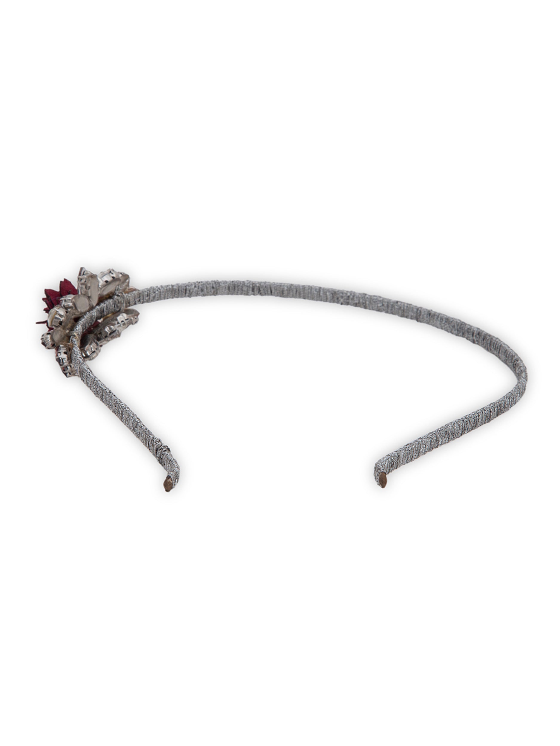Maroon Floral With Kundan Studded Hairband - 5elements