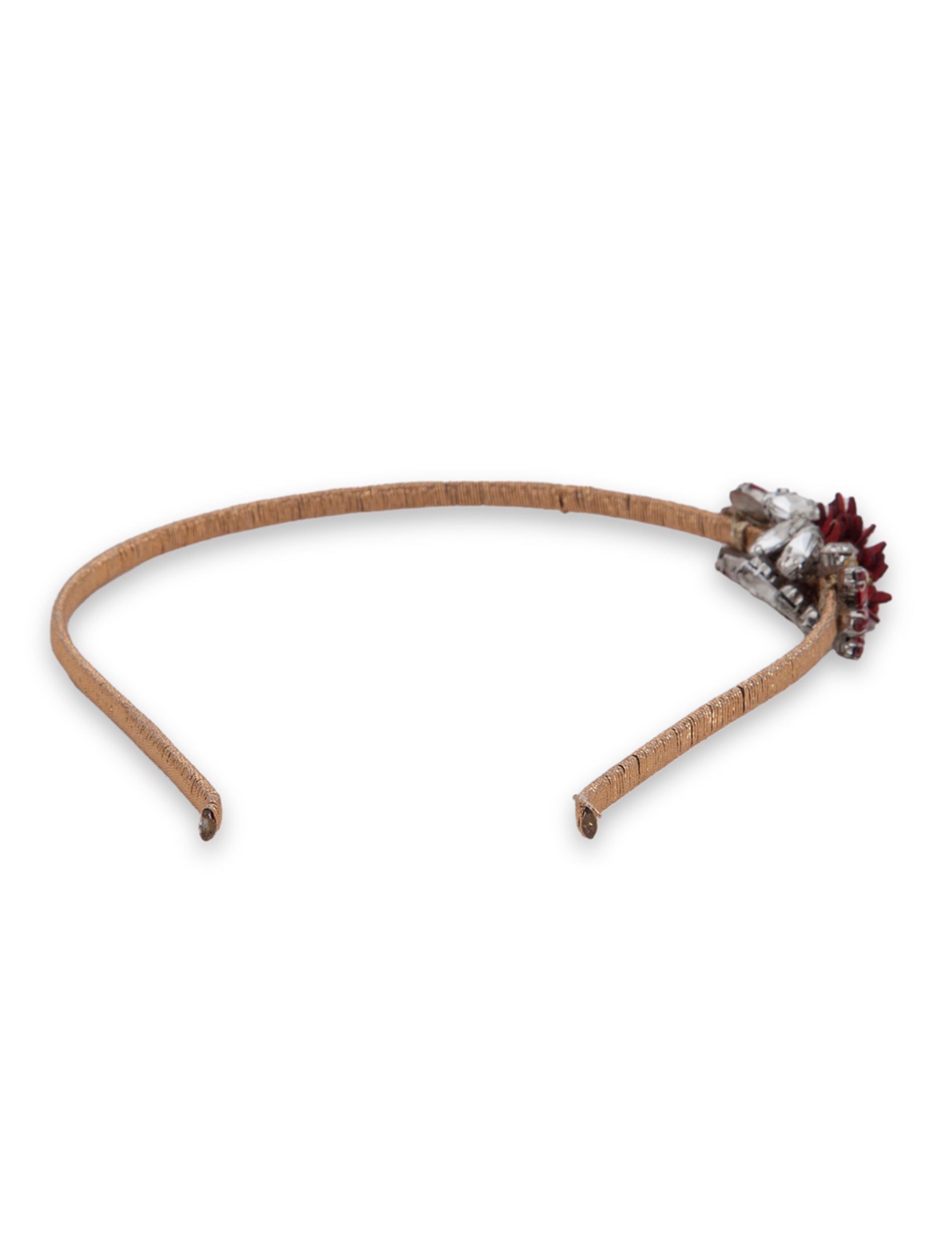 Red Floral With Kundan Studded Hairband - 5elements