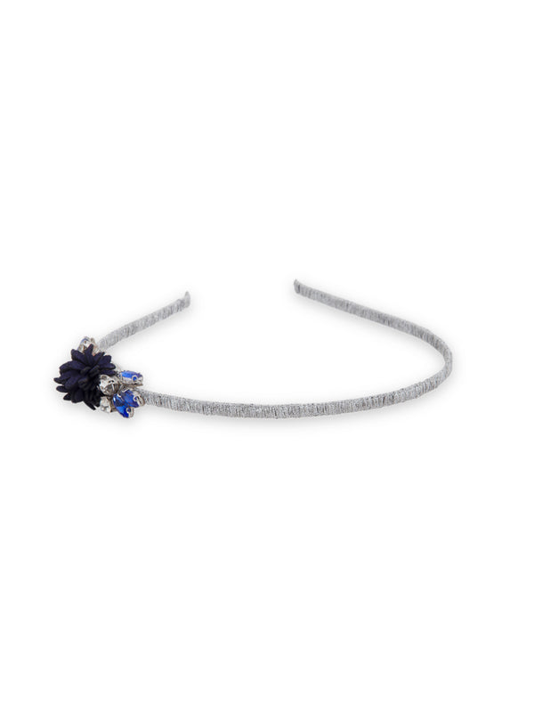 Blue Floral With Kundan Studded Hairband -  5elements