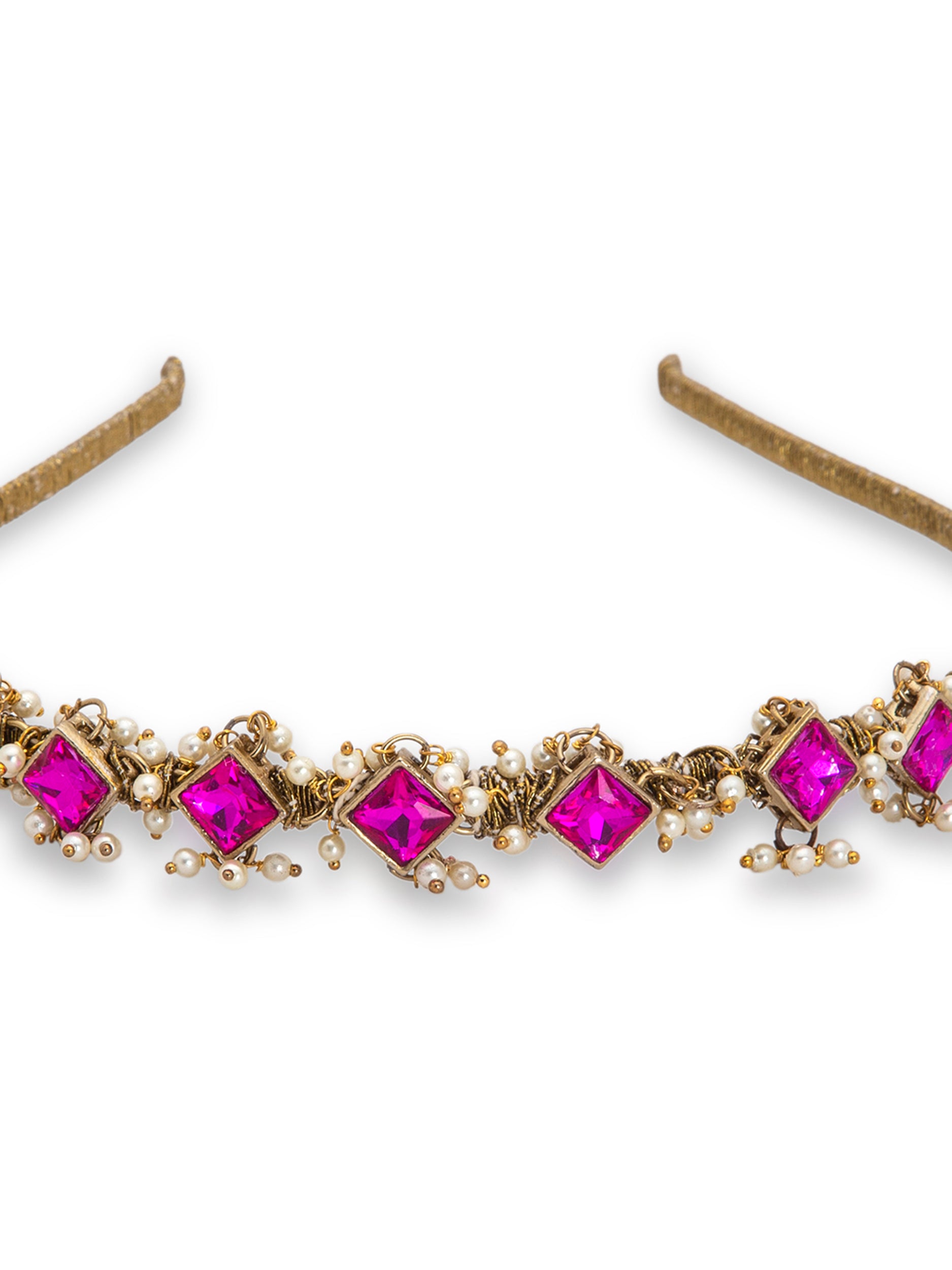 Self Design Kundan Studded Hairband - 5elements