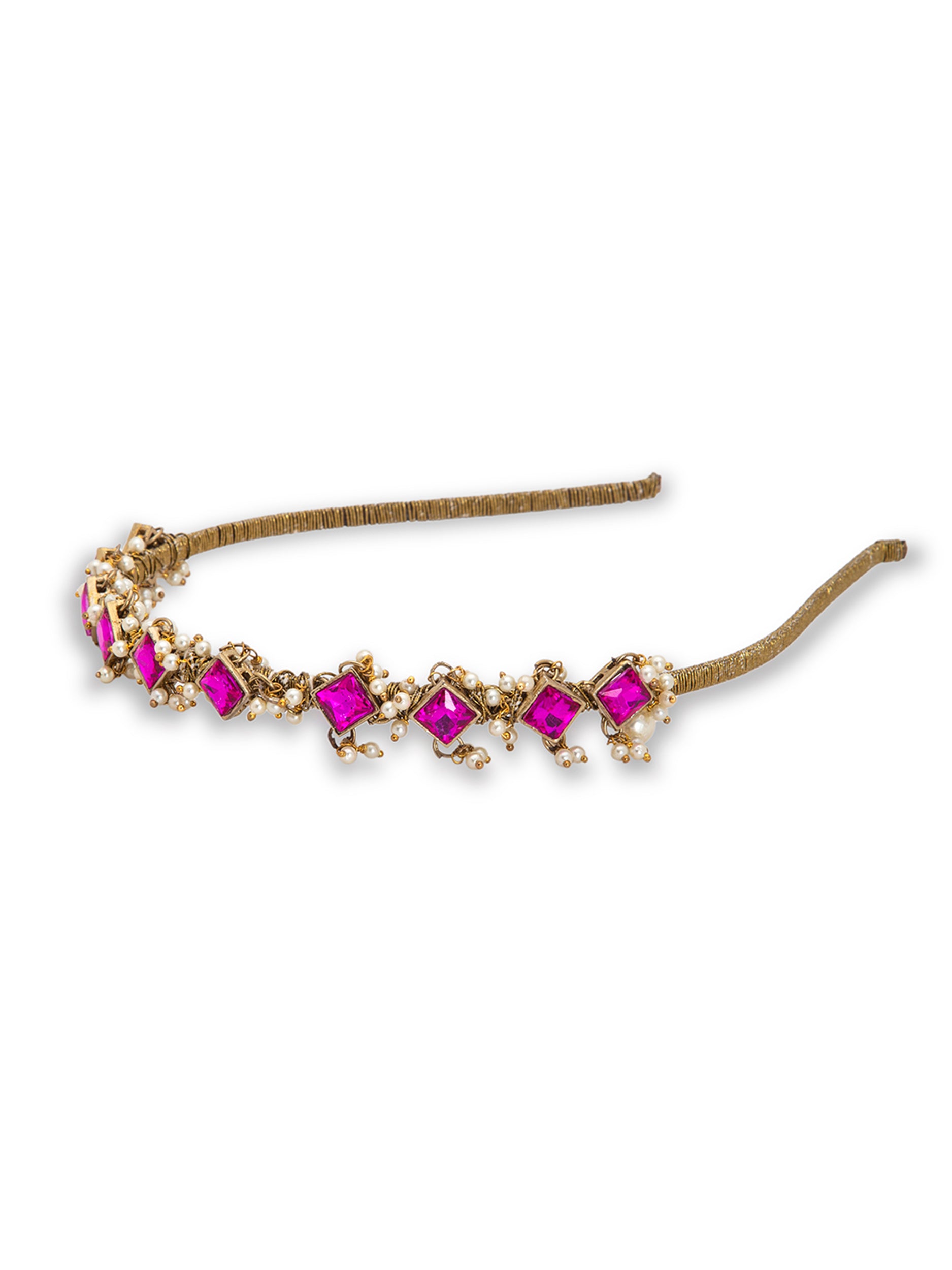 Self Design Kundan Studded Hairband - 5elements