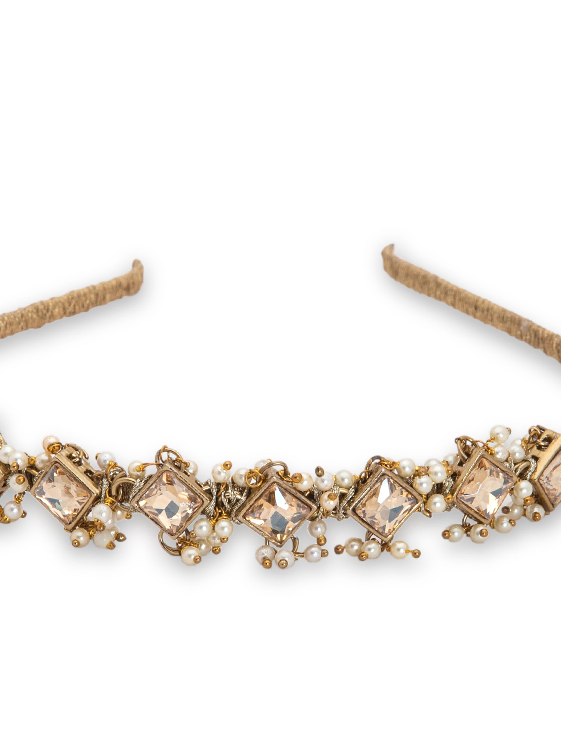 Self Design Kundan Studded Hairband - 5elements