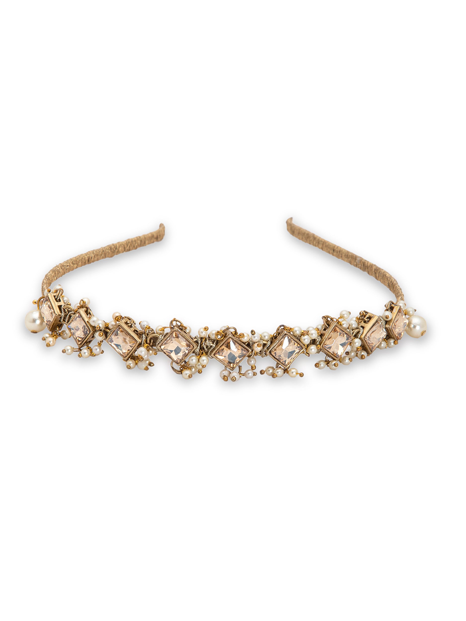 Self Design Kundan Studded Hairband - 5elements