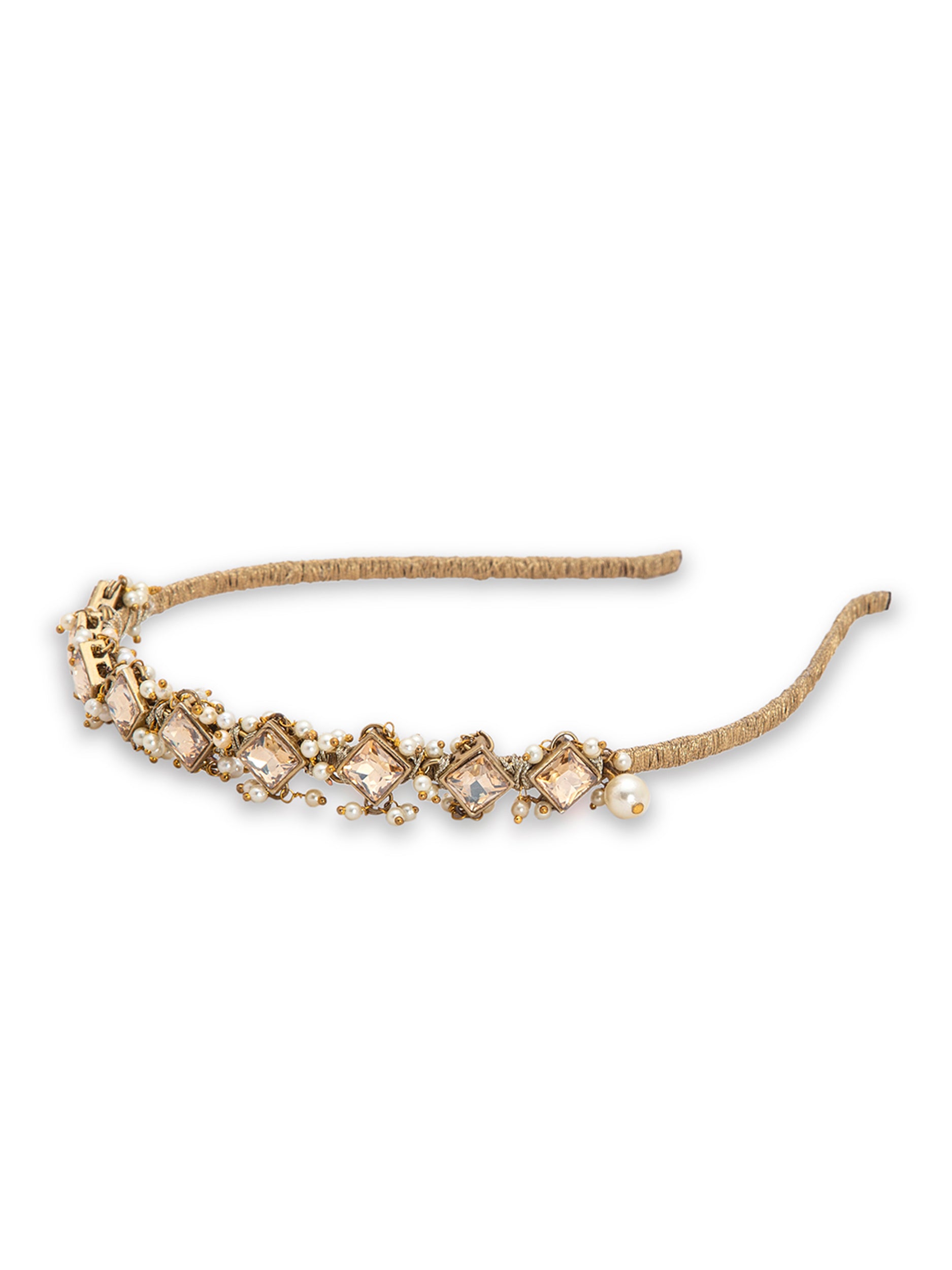 Self Design Kundan Studded Hairband - 5elements