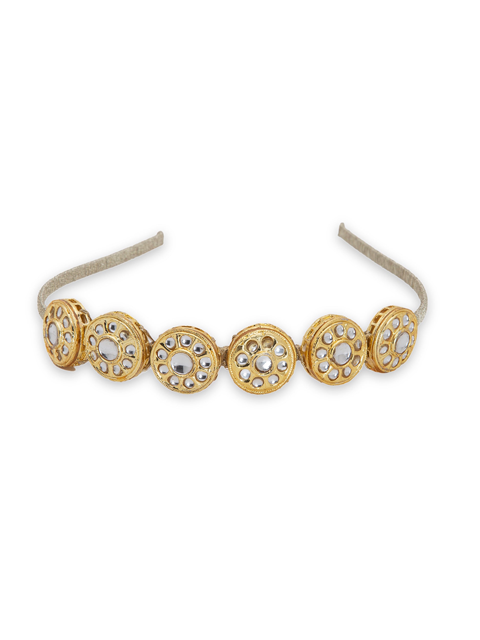 Self Design Kundan Studded Hairband - 5elements