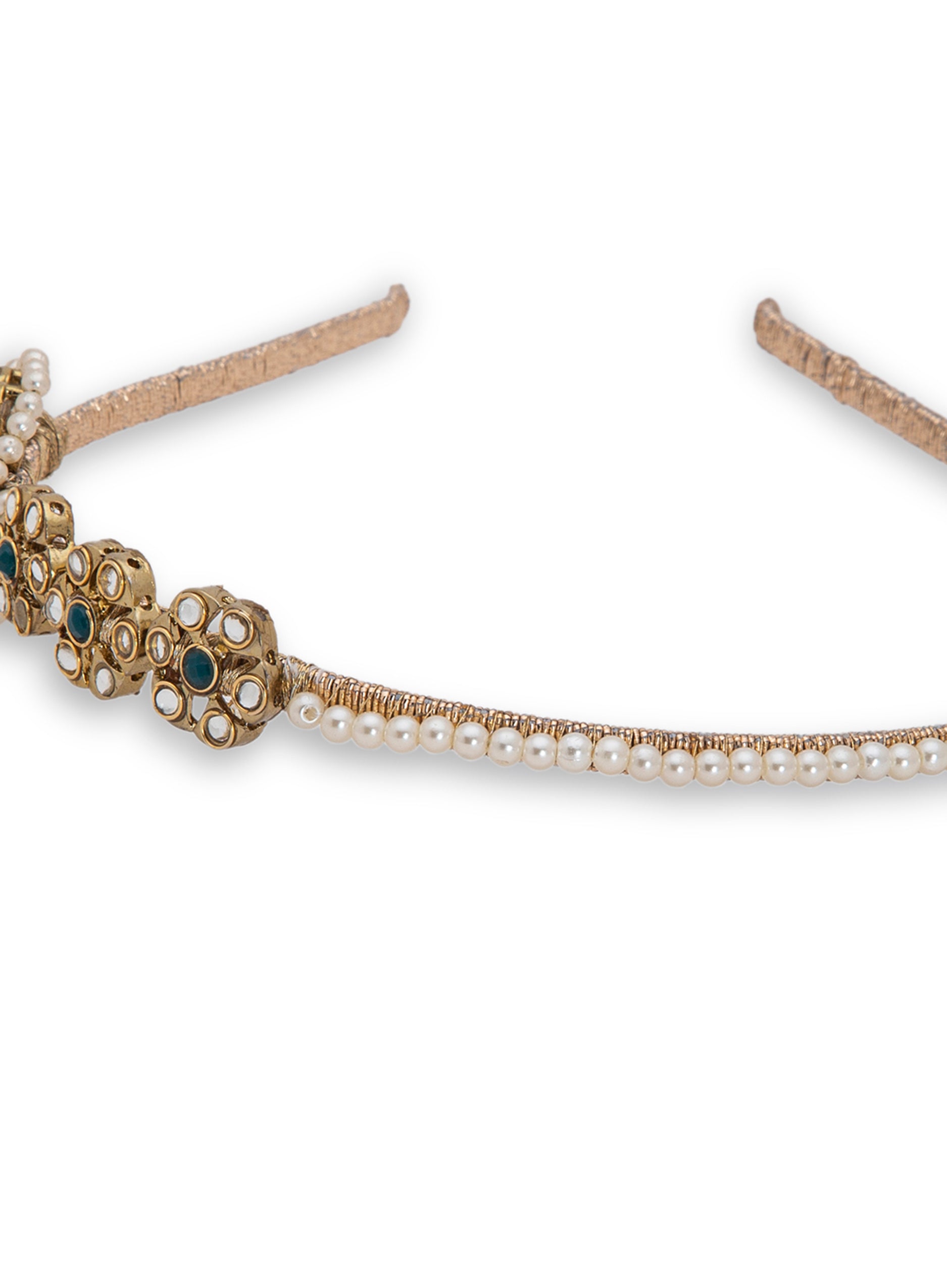 Self Design Kundan Studded Hairband - 5elements