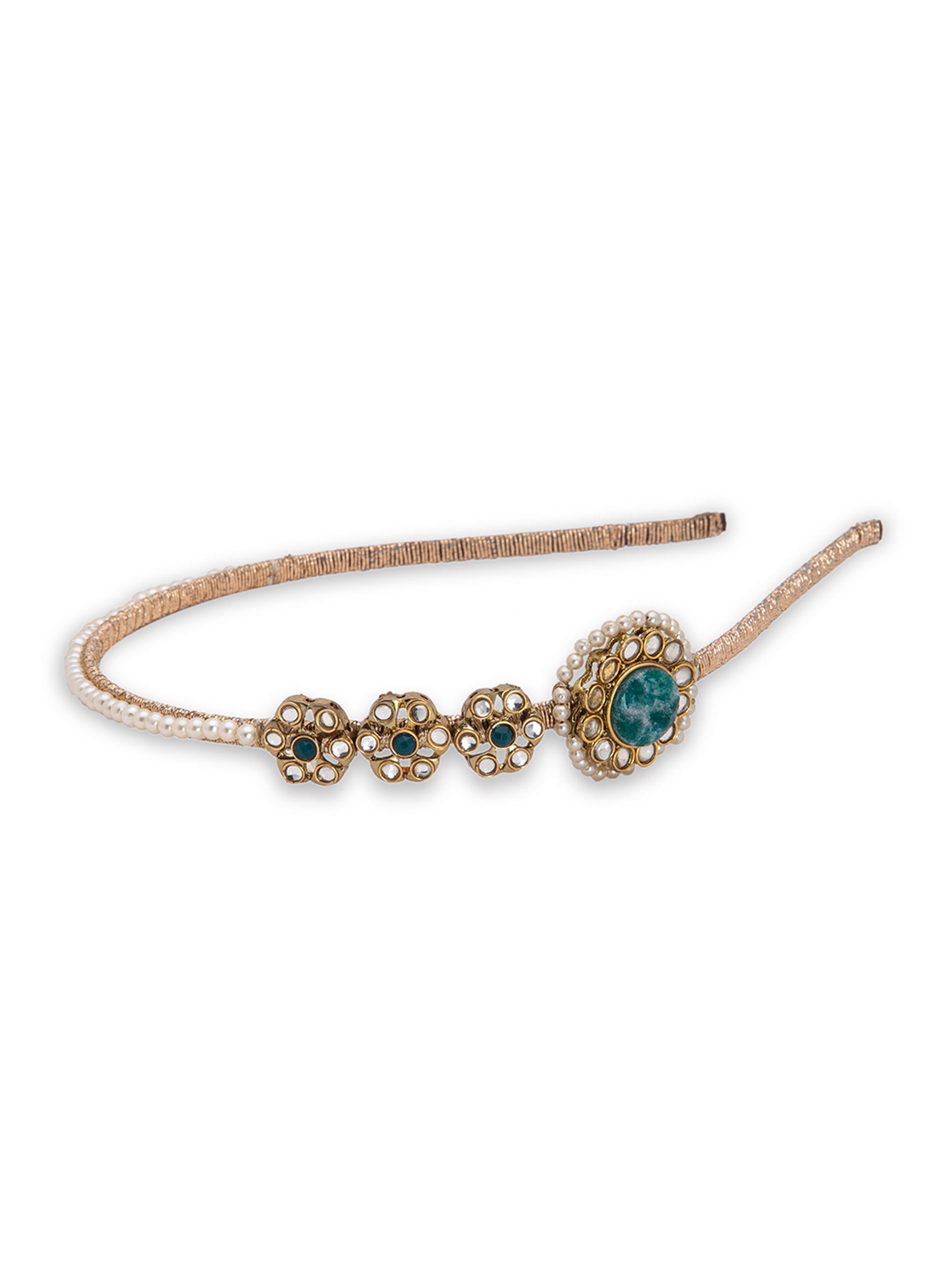 Self Design Kundan Studded Hairband - 5elements