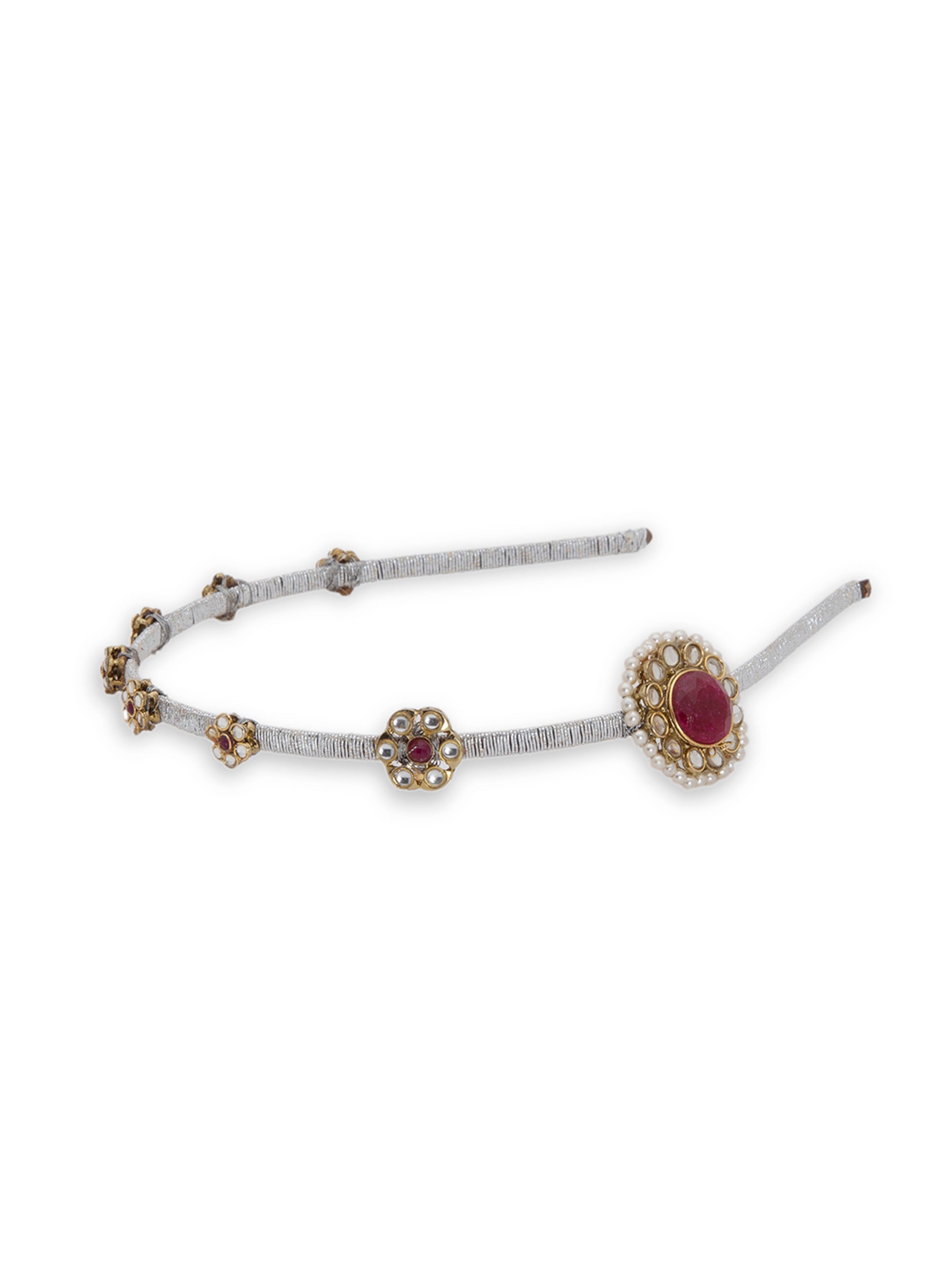 Self Design Kundan Studded Hairband - 5elements