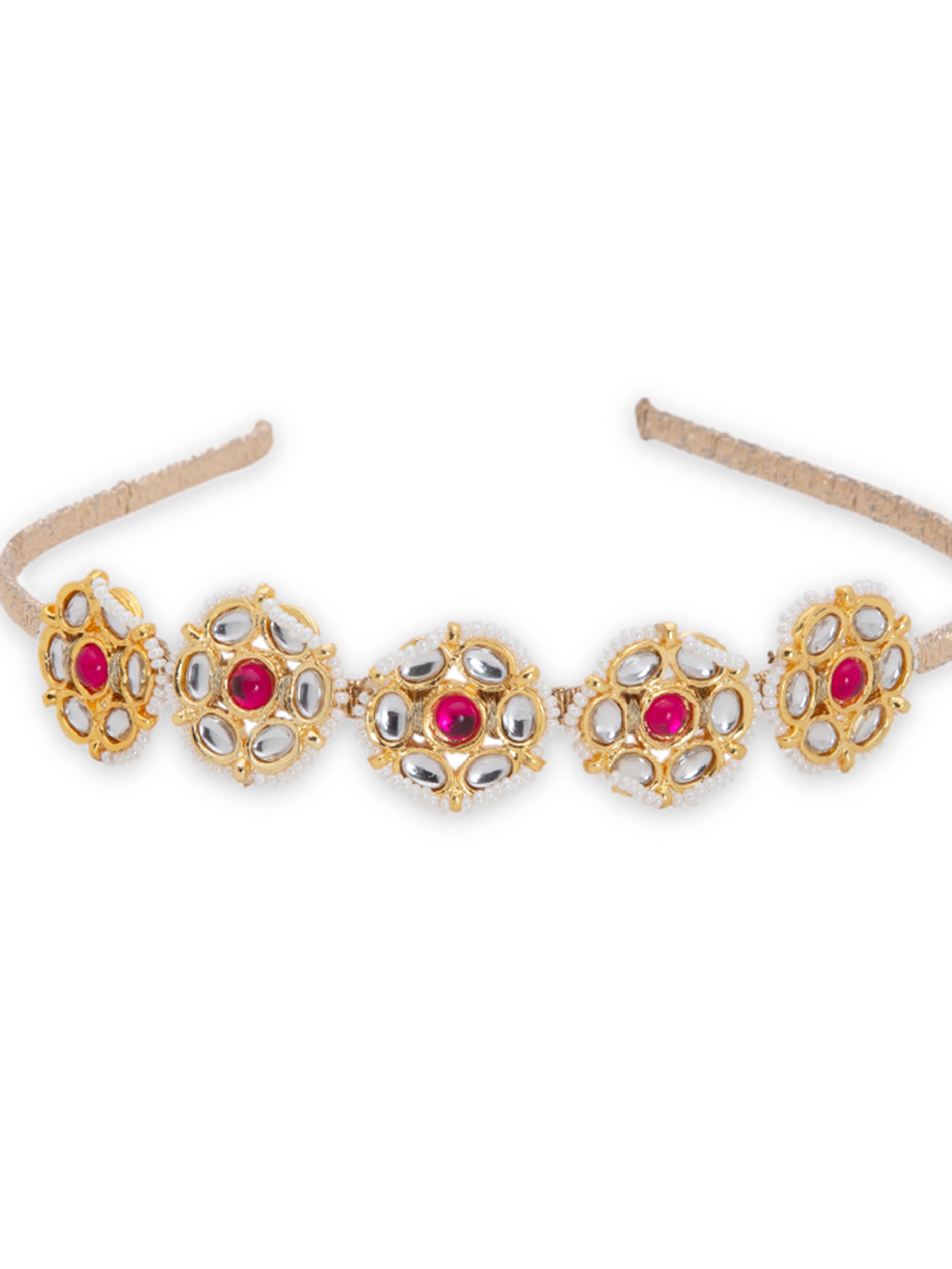Self Design Kundan Studded Hairband - 5elements