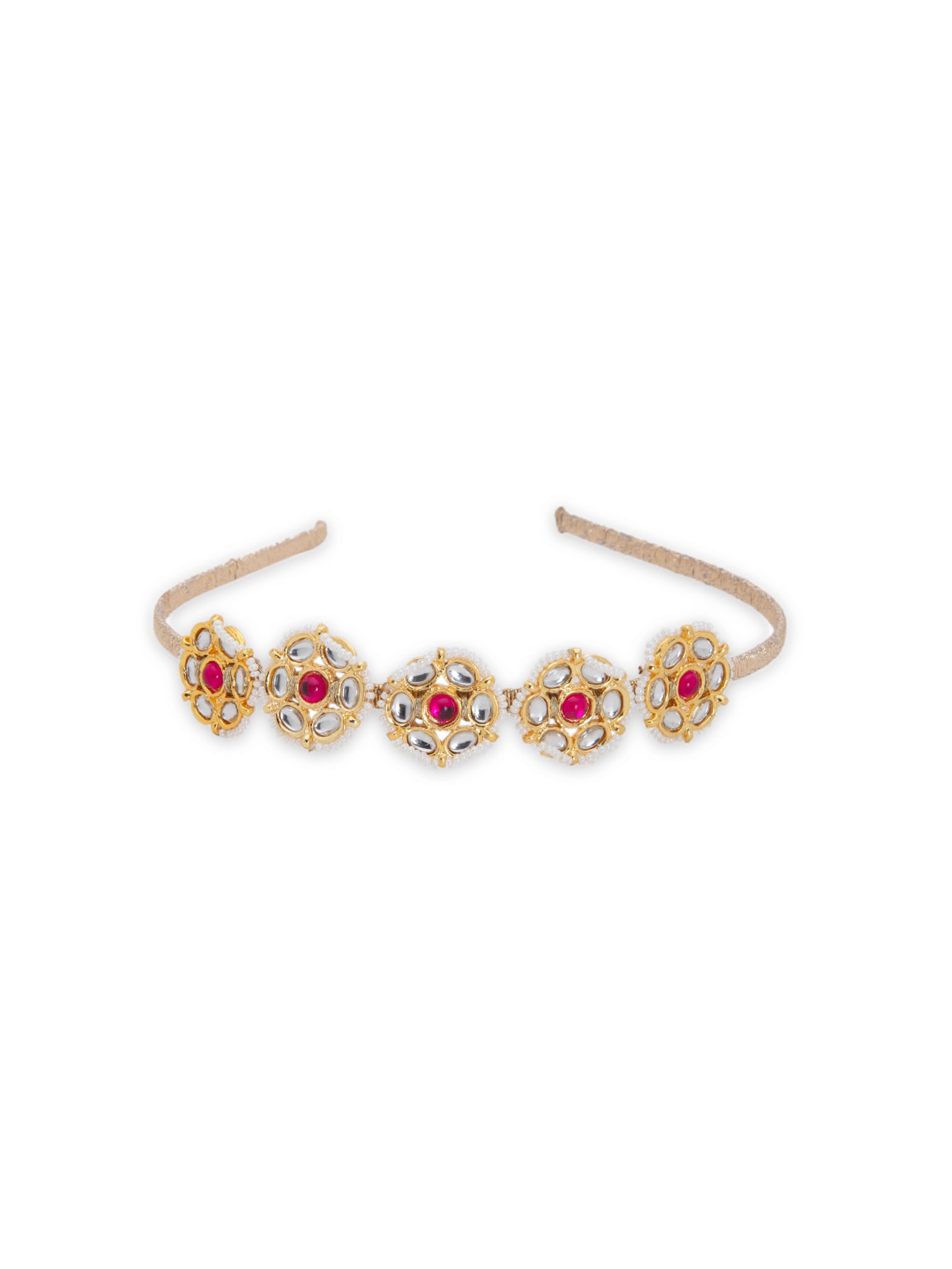 Self Design Kundan Studded Hairband - 5elements