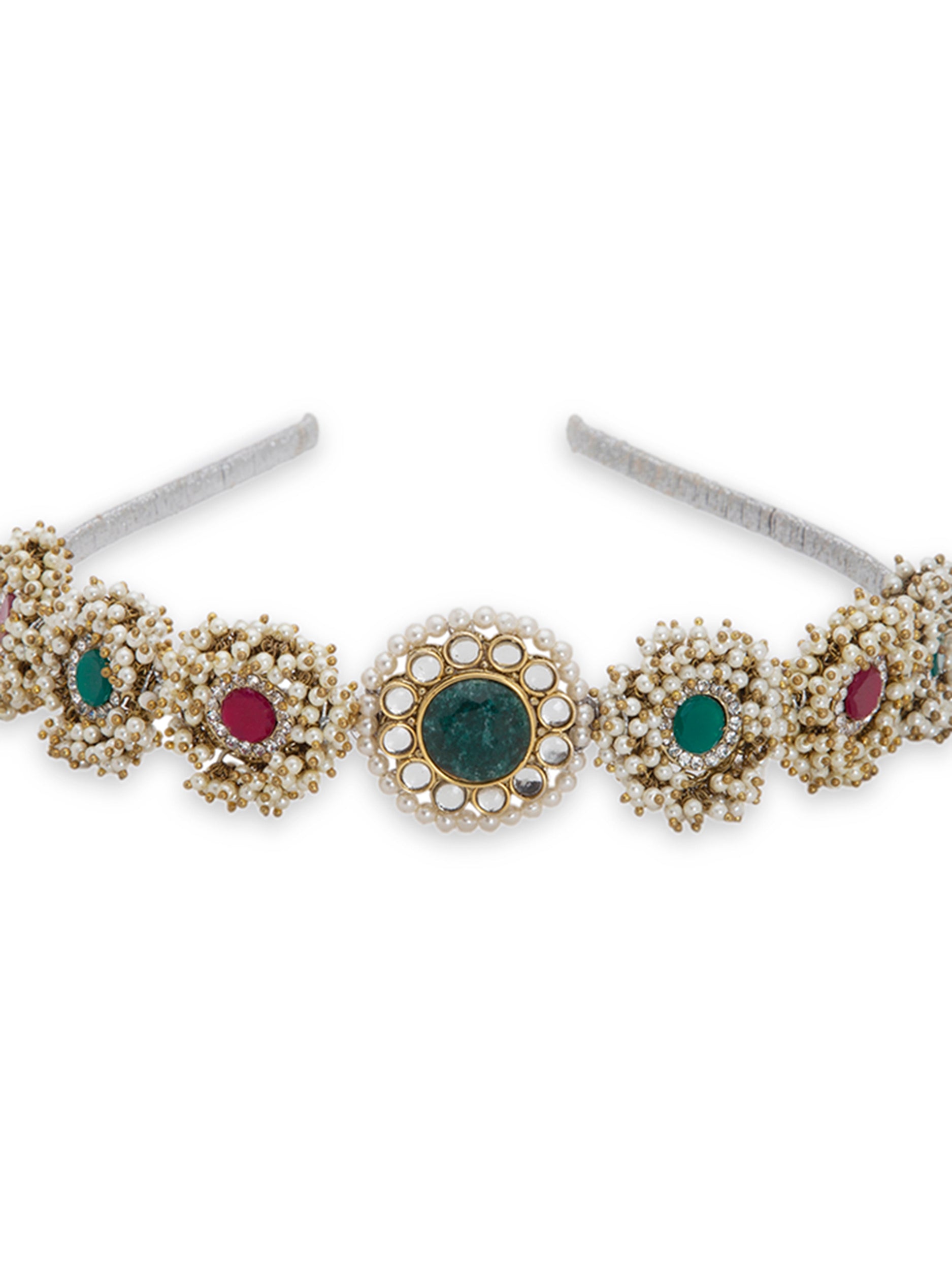 Self Design Kundan Studded Hairband - 5elements