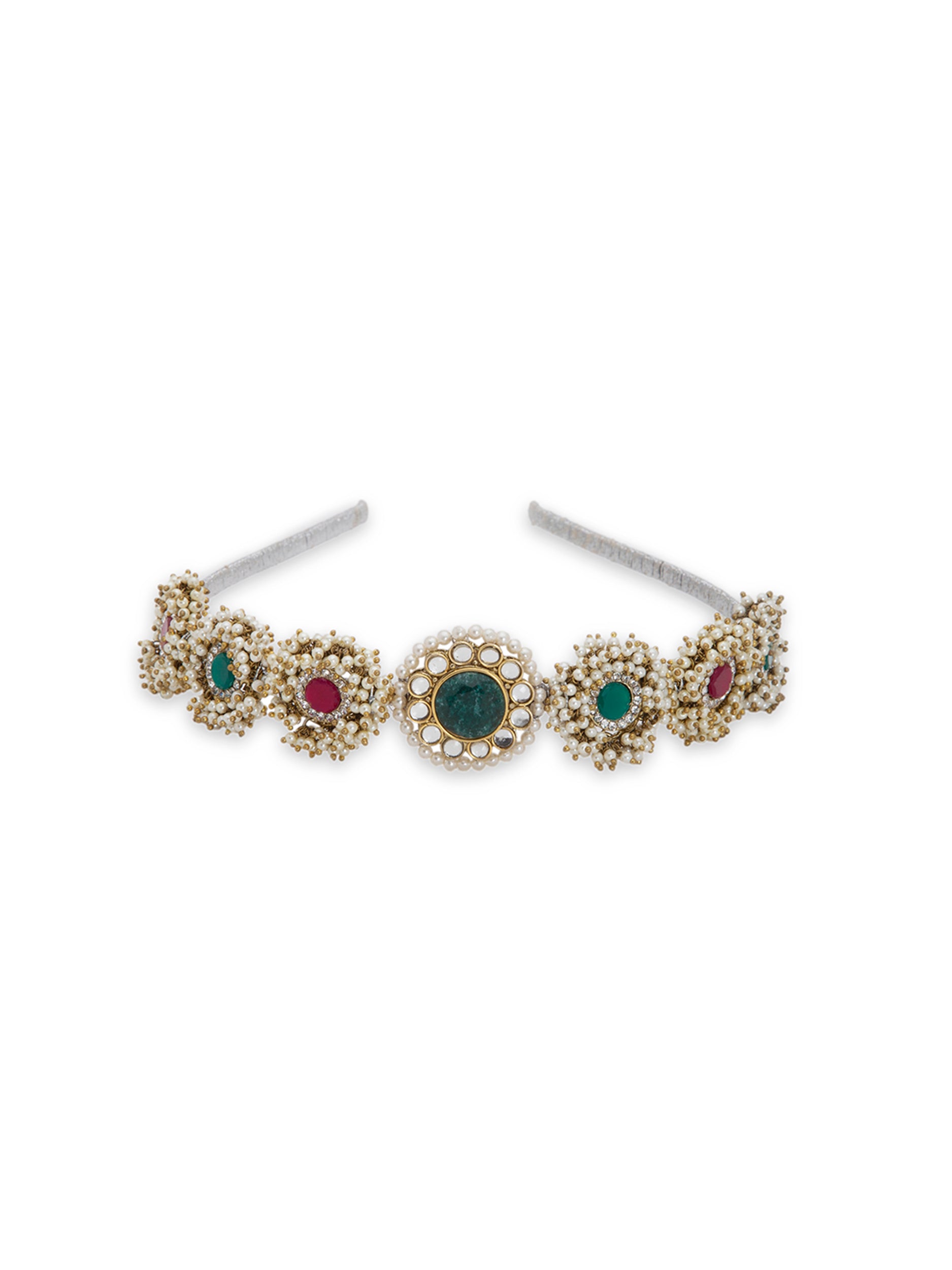 Self Design Kundan Studded Hairband - 5elements