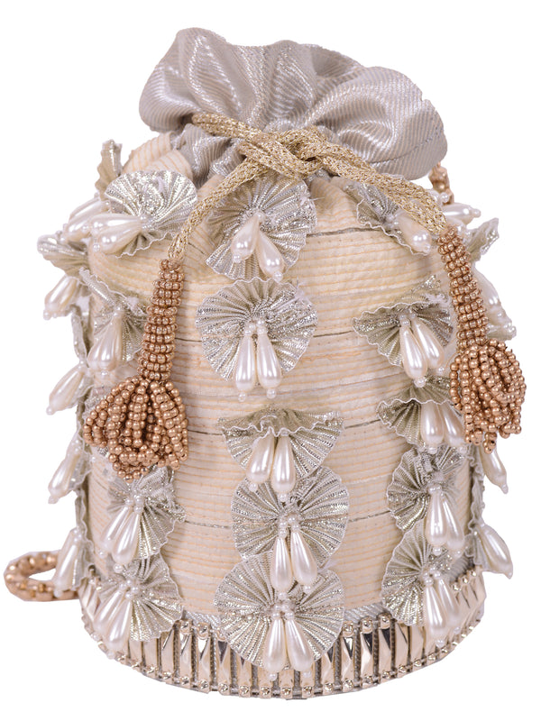 Light Beige Pearl Gota (potli bag) 5element