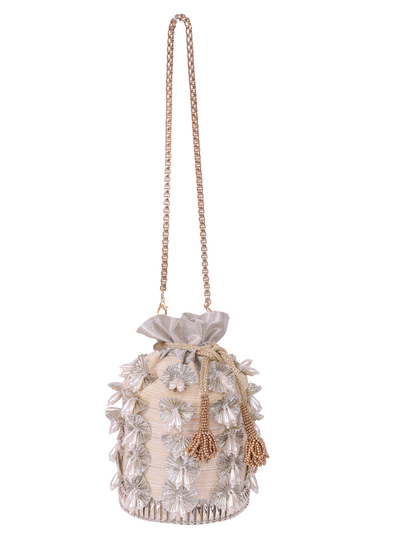 Light Beige Pearl Gota (potli bag) 5element
