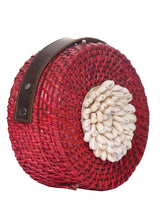Red Round Bamboo Wood With Kodi Embellished Bag