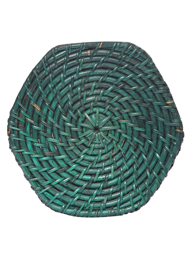 Green Round Bamboo Wood With Kodi Embellished Bag