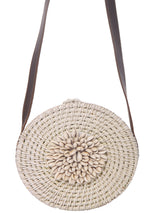 White Round Bamboo Wood With Kodi Embellished Bag