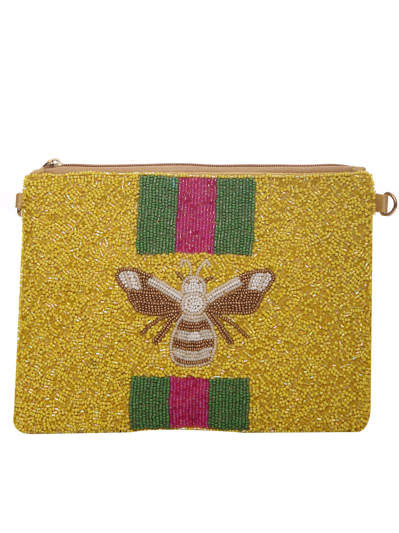 Bee Clutch Yellow Zipper Pouches