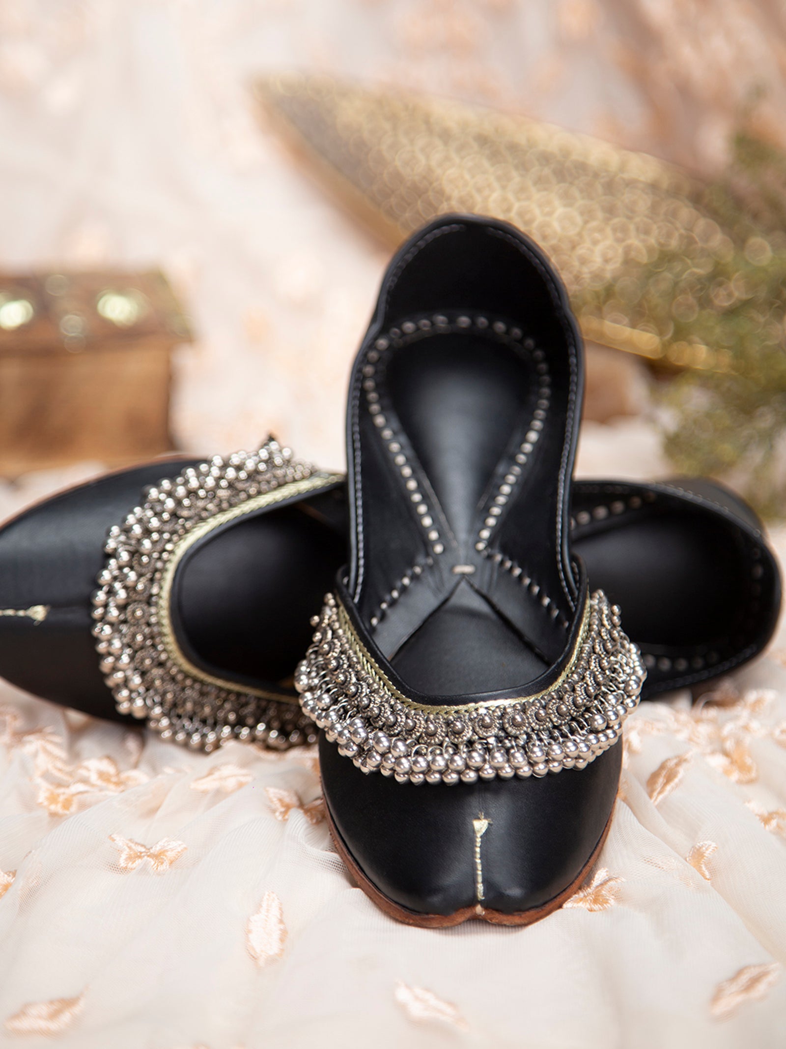 Black Ghungroo Blast Jutti Bold Punjabi Juttis for Women