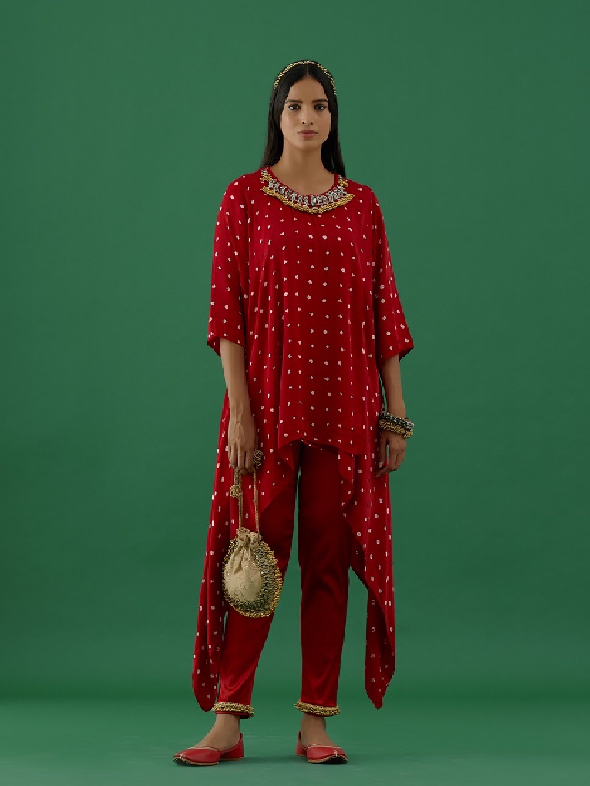 Vishakha - Red Co-ords Set - 5elements
