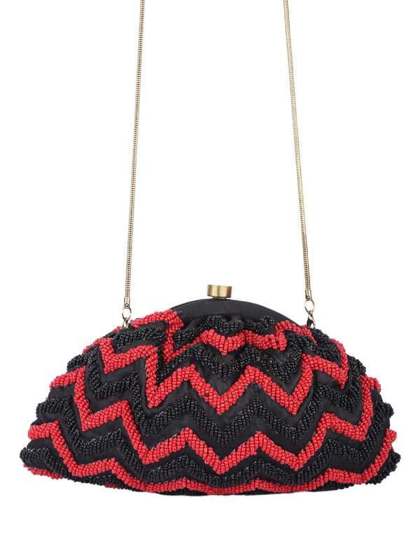 Red And Black Beaded Handcrafted Potli Clutch (potli clutches)