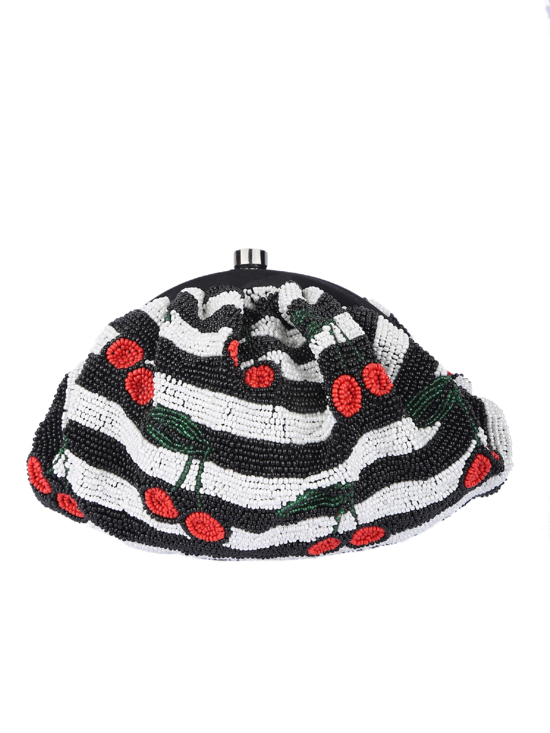 White And Black Beaded Handcrafted Potli Clutch